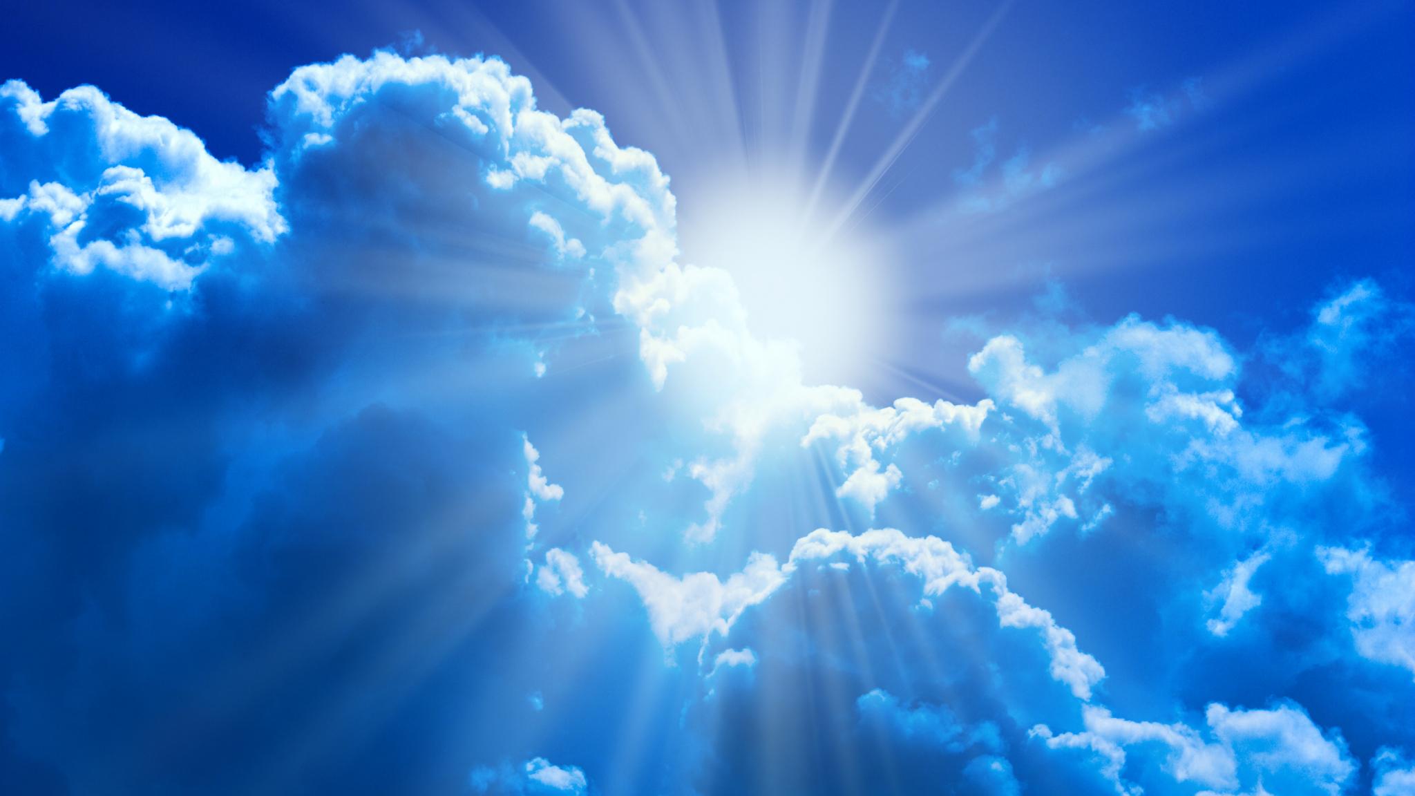 2048x1152 Download 2048x1152 wallpaper blue sky, clouds, sunlight, dual wide, widescreen, 2048x1152 HD image, background, 19823