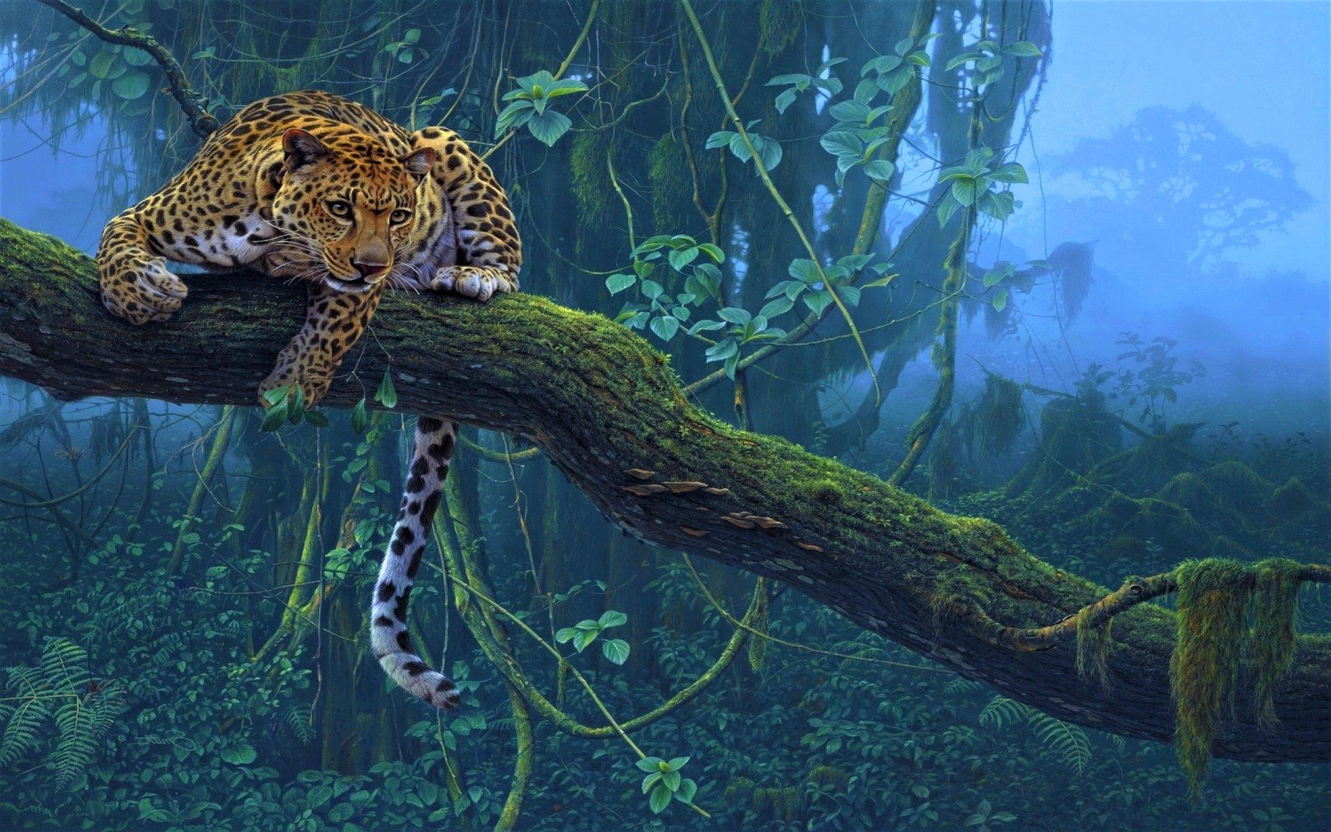 1920x1200 Jaguar At Jungle Tree
