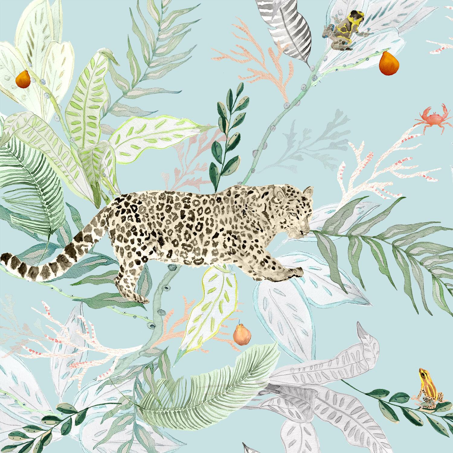 1500x1500 Wallpaper Roll, Turquoise Jaguar