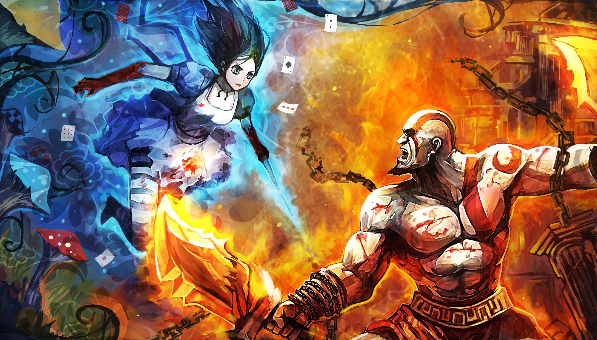 2000x1140 Anime Girls Alice In Wonderland American McGees Alice God Of War Wallpaper:2000x1140