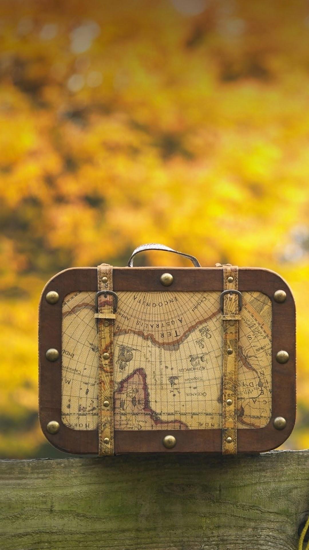 1080x1920 Galaxy Note HD Wallpaper: Vintage Suitcase with Treasure Map Galaxy Note HD Wallpaper