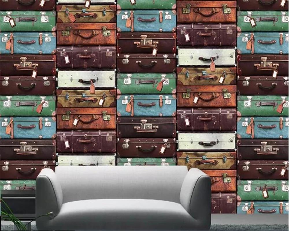 1000x800 beibehang wallpaper for kids room European wallpaper 3D on the wall suitcase tv background mural wallpaper papier peint mural 3D. Wallpaper