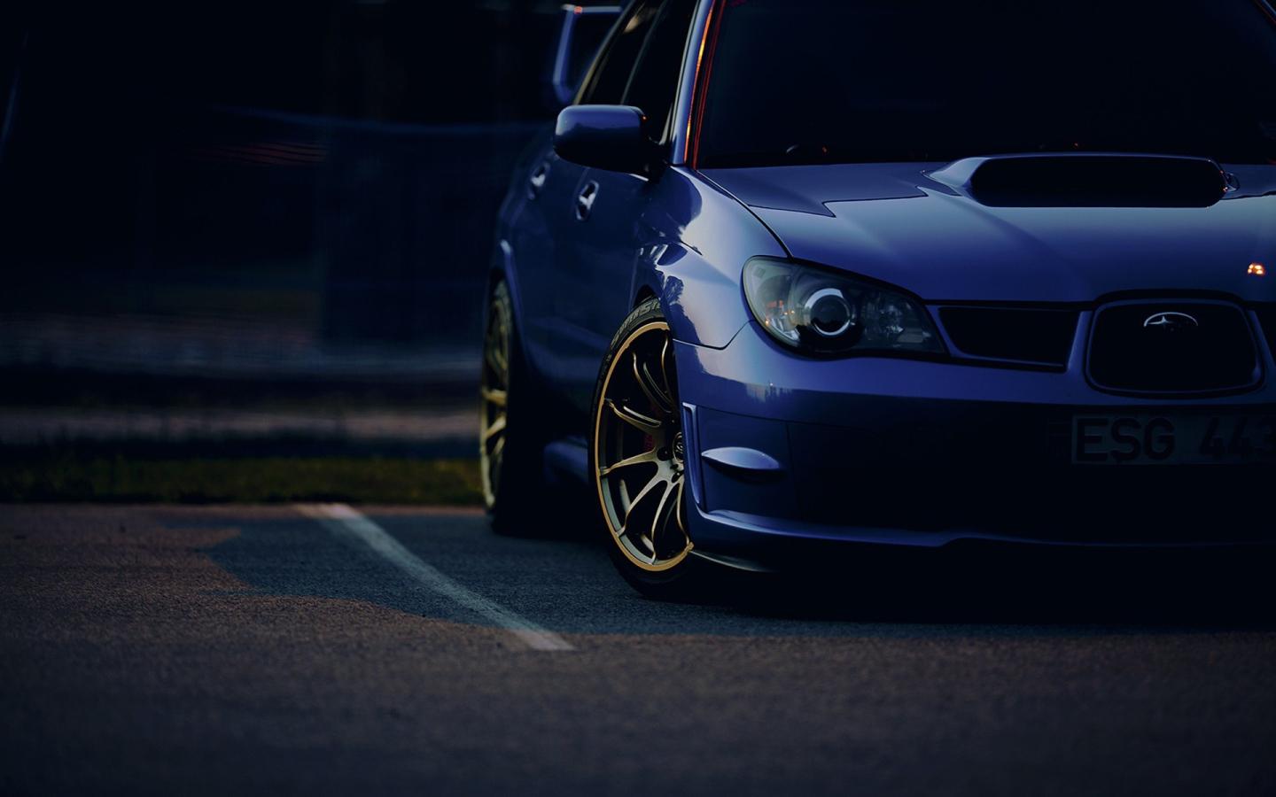 1440x900 The dark blue car Subaru Impreza WRX STi Desktop wallpaper 1440x900