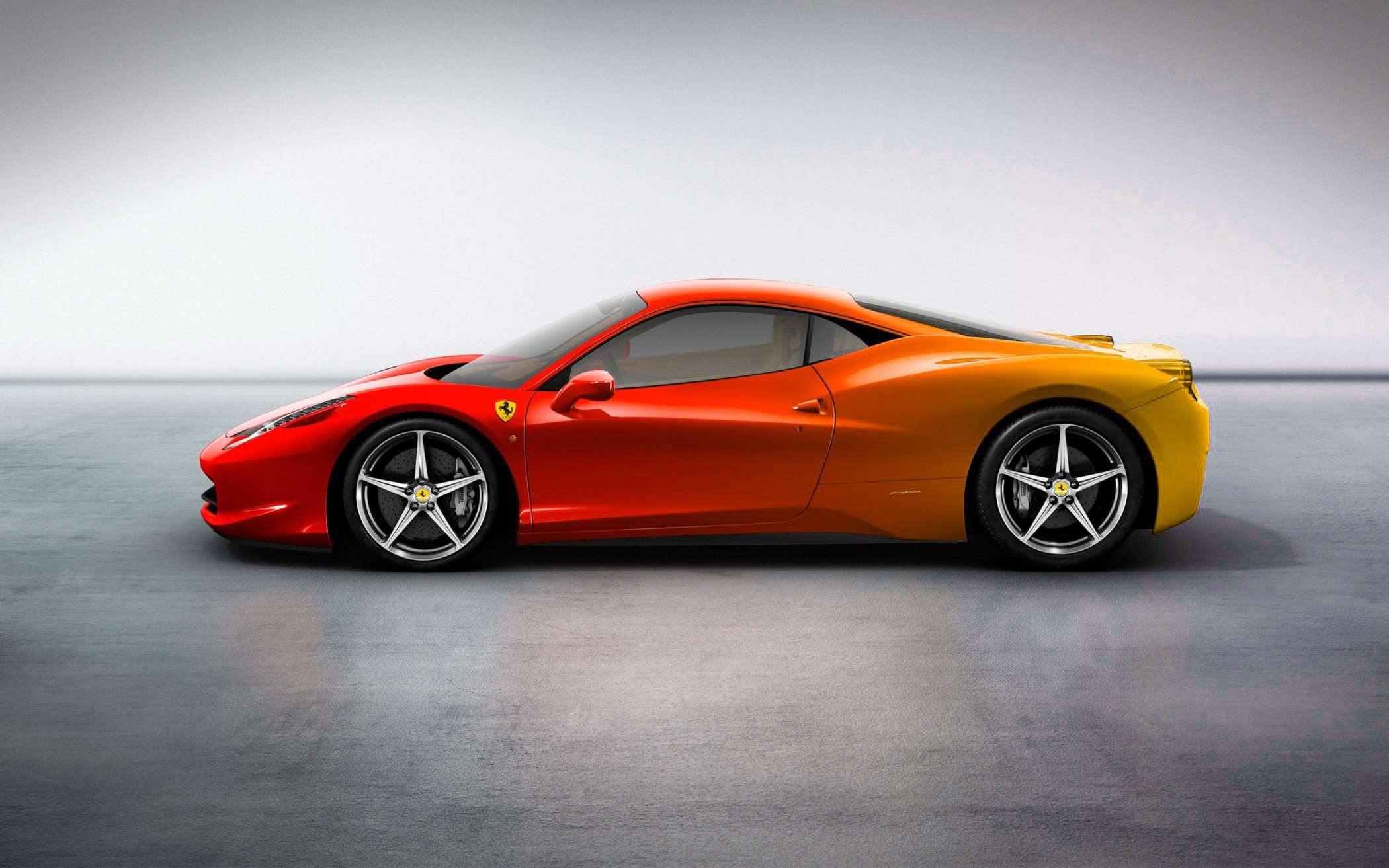 2100x1313 adobe photohop, black, car, cool, ferrari, nice, red, yellow car wallpaper