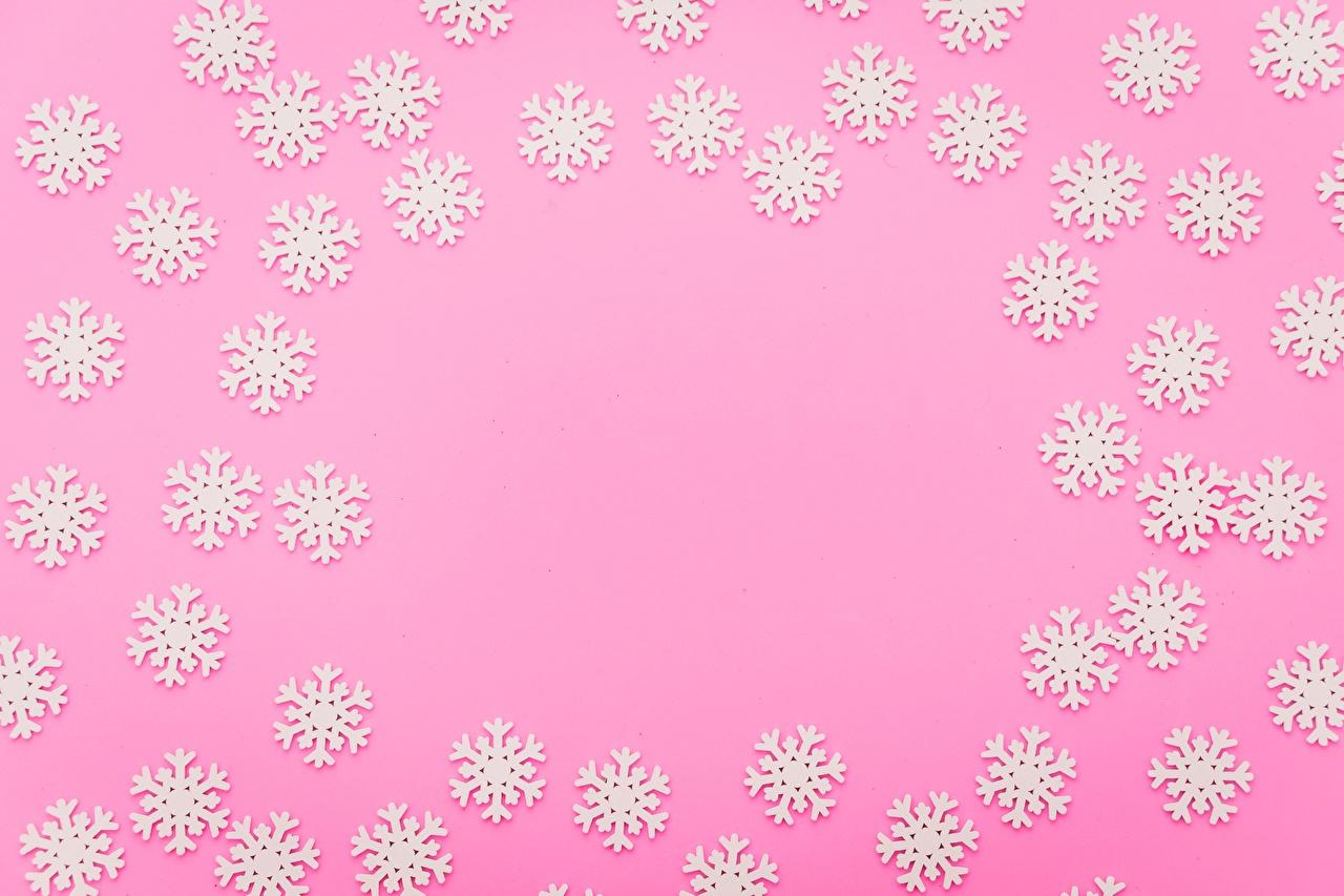 1280x853 Desktop Wallpaper Template greeting card Pink background Snowflakes