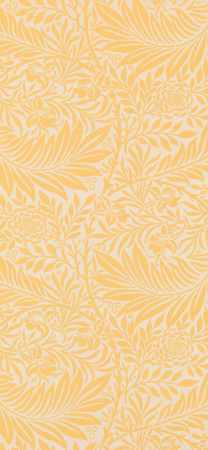 828x1792 Larkspur Yellow by William Morris Vintage Floral Wallpaper