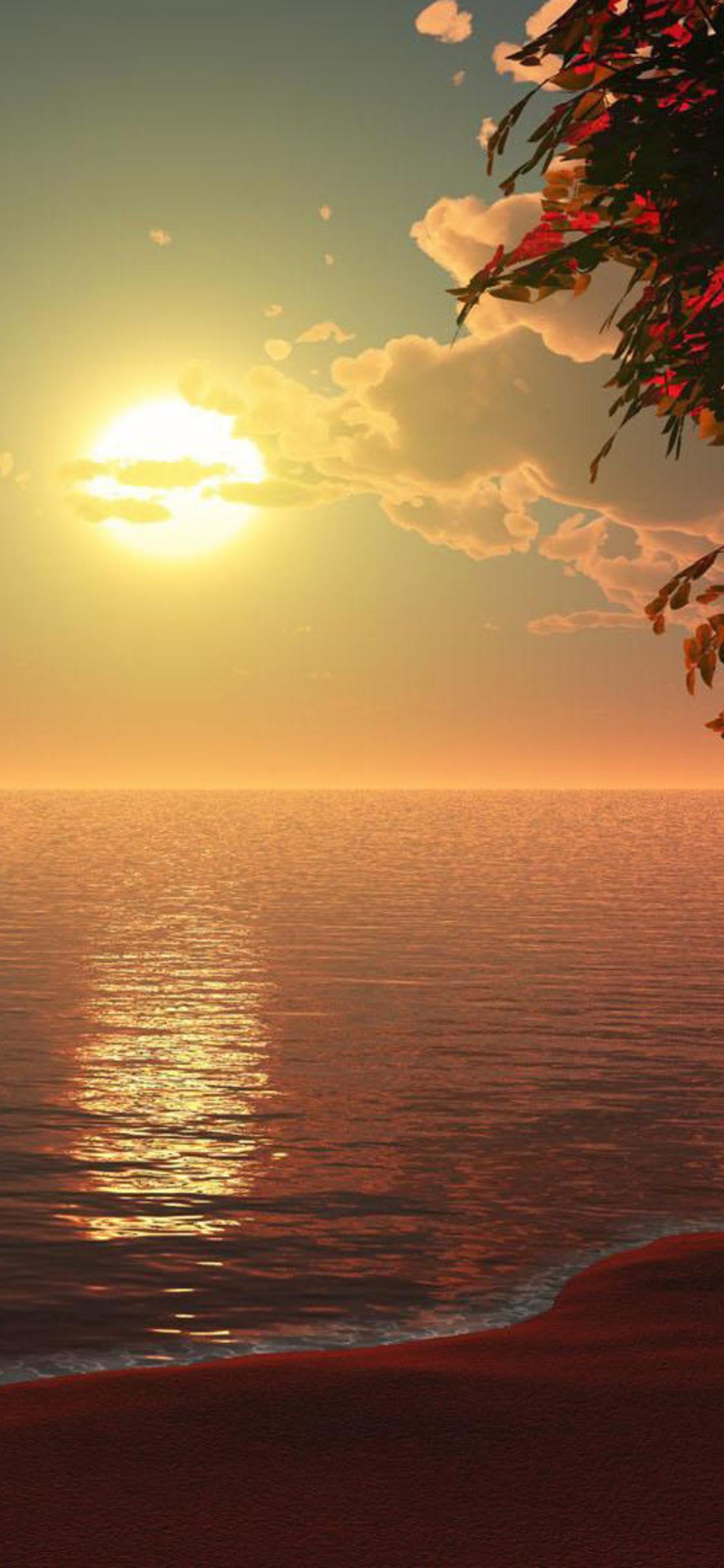 1125x2436 Beautiful Beach Sunset Artwork iPhone XS, iPhone iPhone X HD 4k Wallpaper, Image, Background, Photo and Picture
