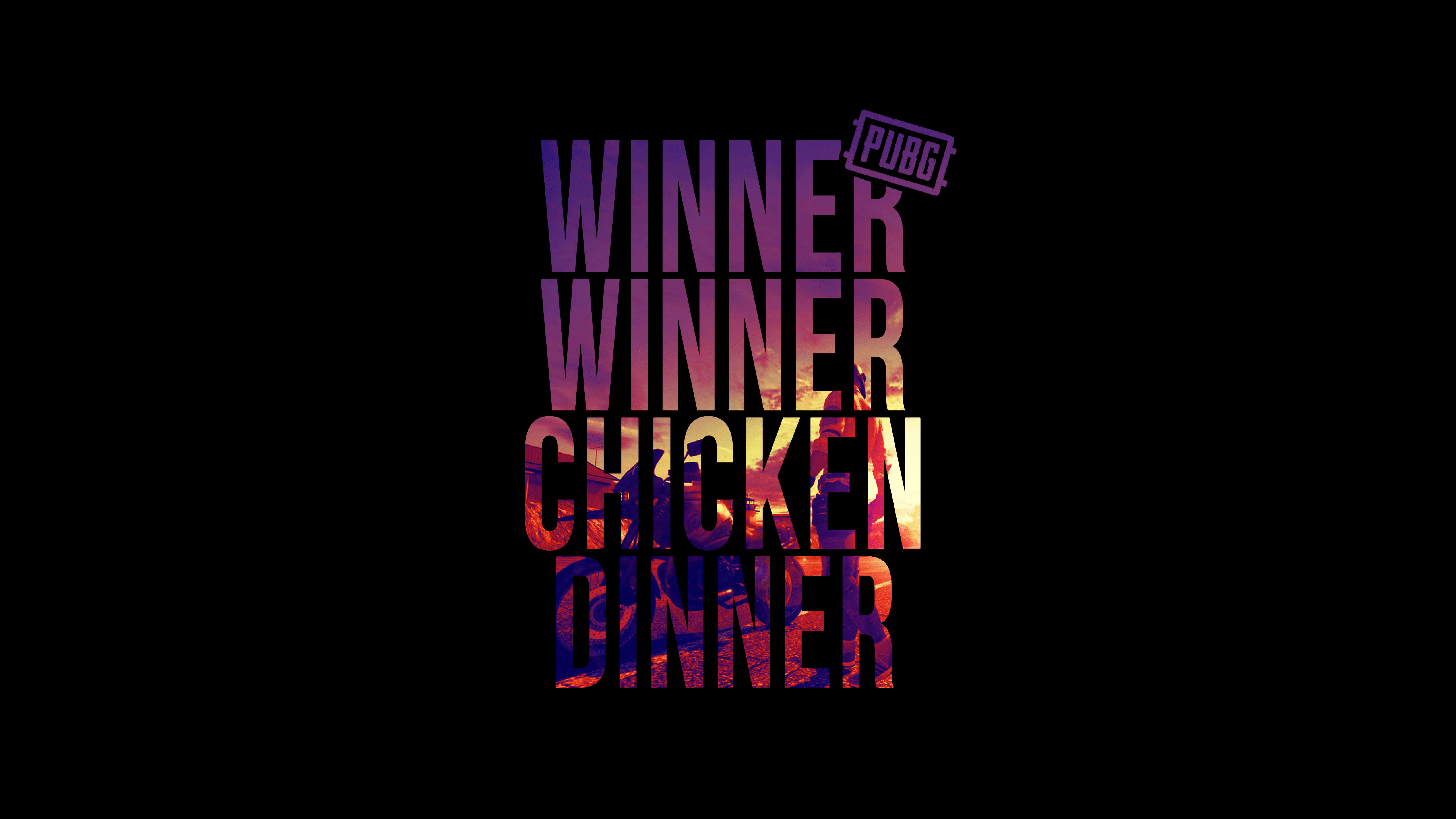 5120x2880 Winner Winner Chicken Dinner Wallpaper 4K, PUBG, AMOLED, Black Background, 5K, Black Dark