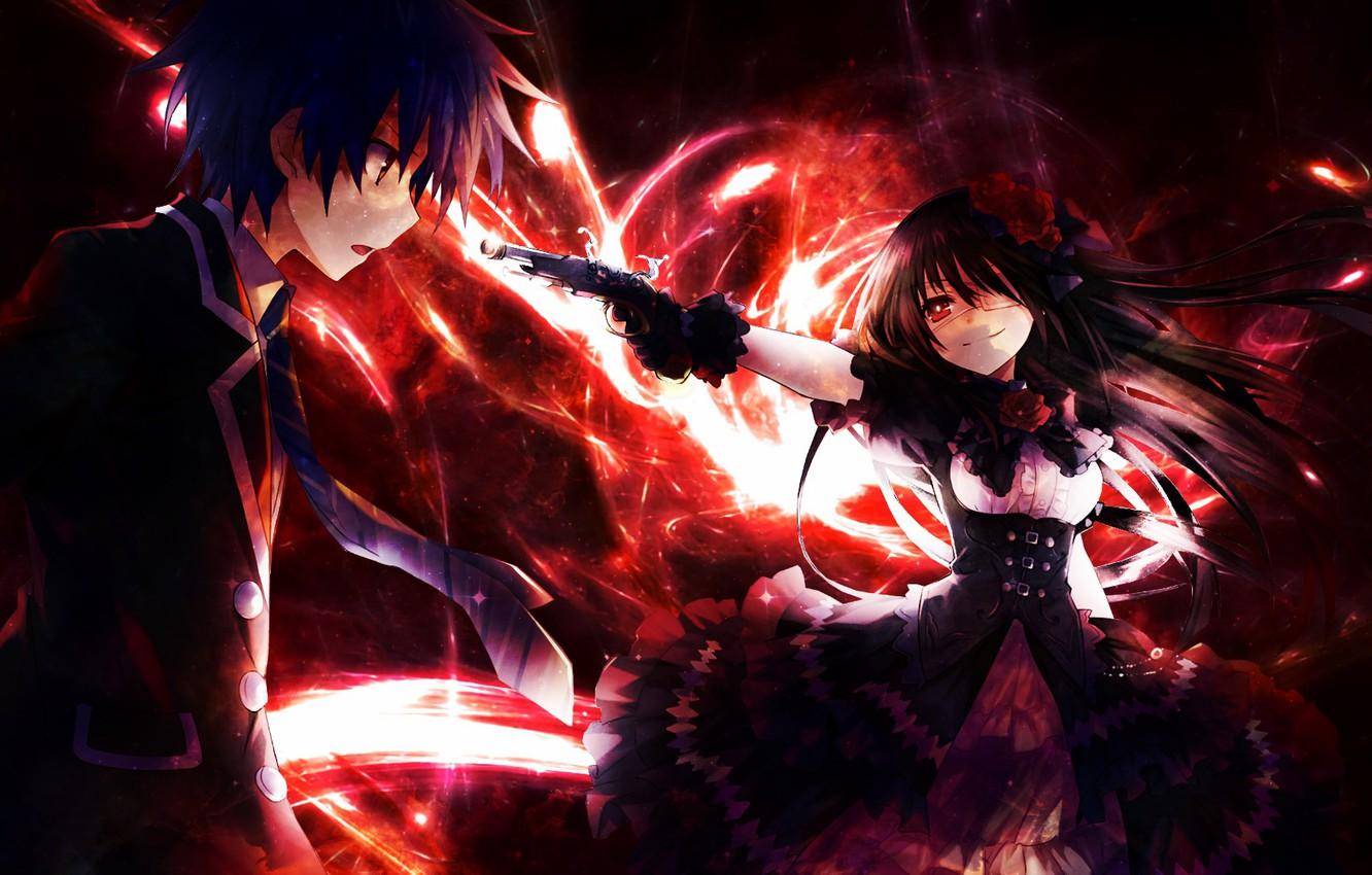 1332x850 Wallpaper girl, weapons, anime, art, guy, Date a Live image for desktop, section прочее