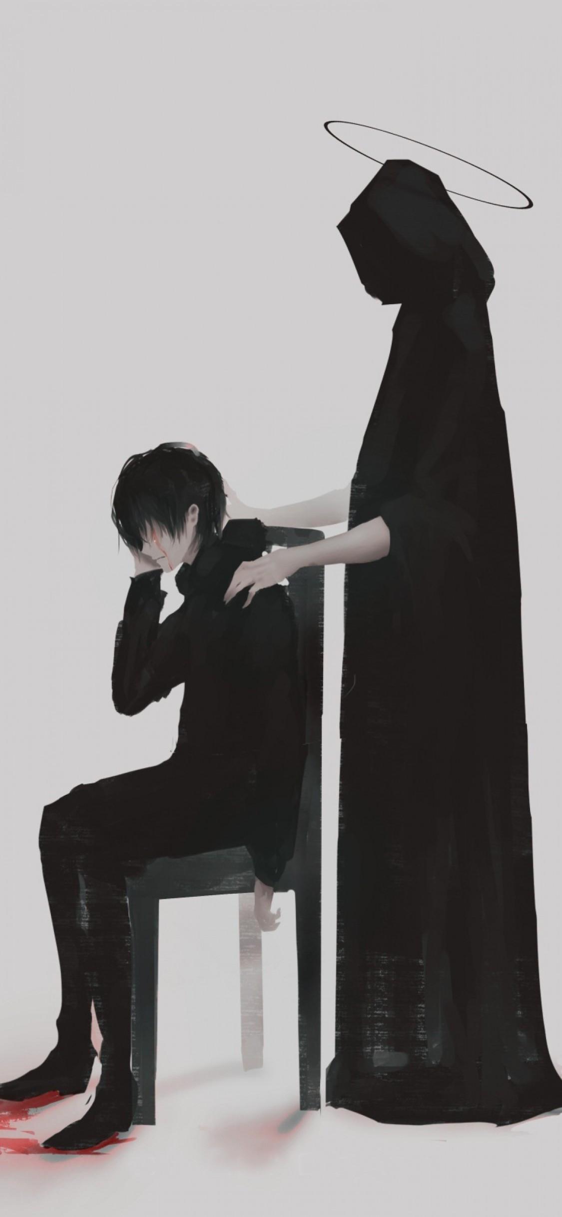 1125x2436 Sad Anime Wallpaper Phone