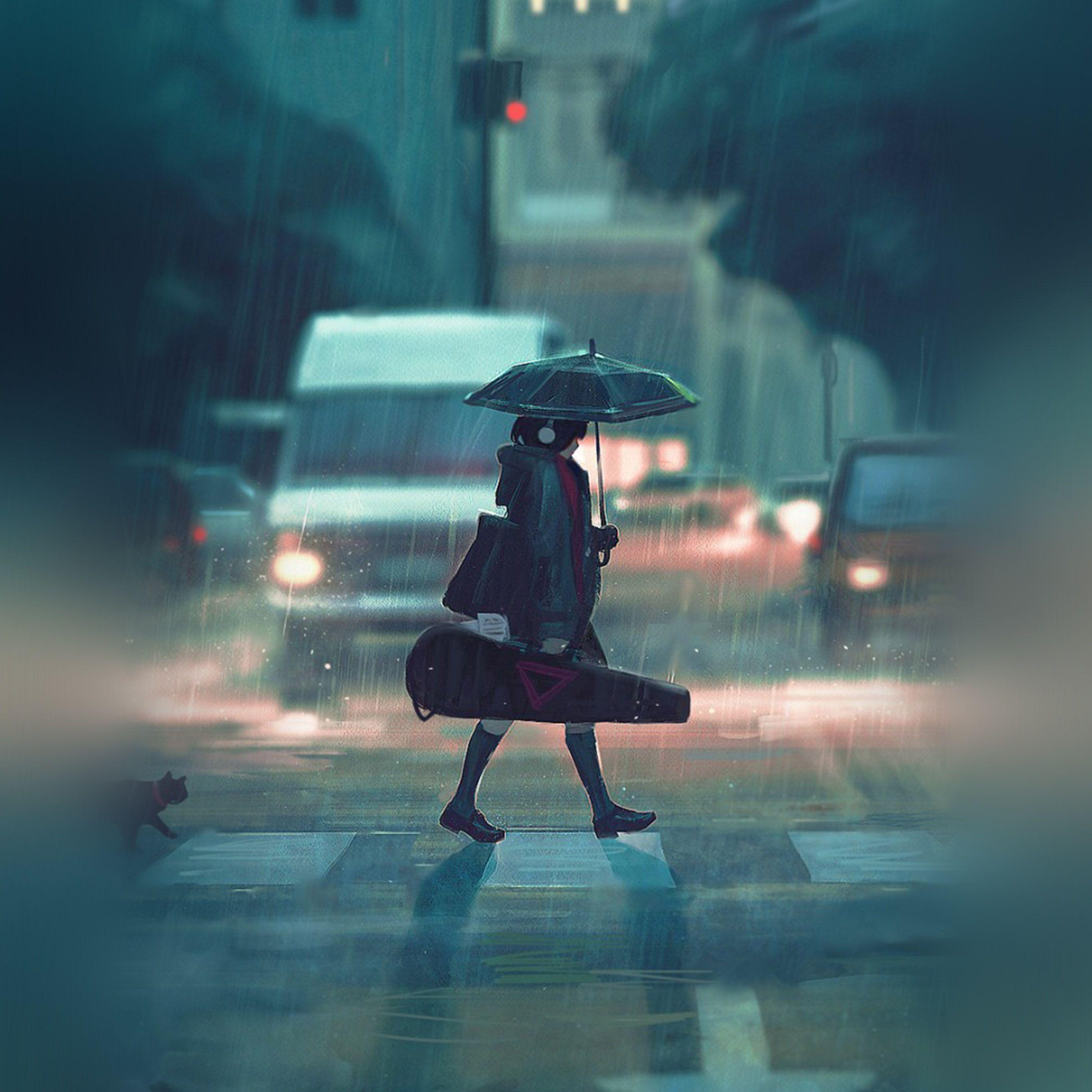 2732x2732 Raining Anime Wallpaper, HD Raining Anime Background