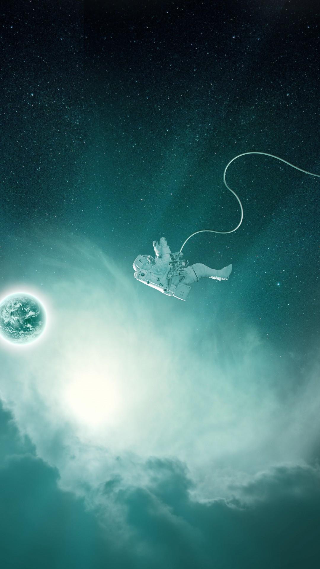 1080x1920 Download 1080x1920 Astronaut, Falling Down, Planet, Spacesuit Wallpaper for iPhone iPhone 7 Plus, iPhone 6+, Sony Xperia Z, HTC One