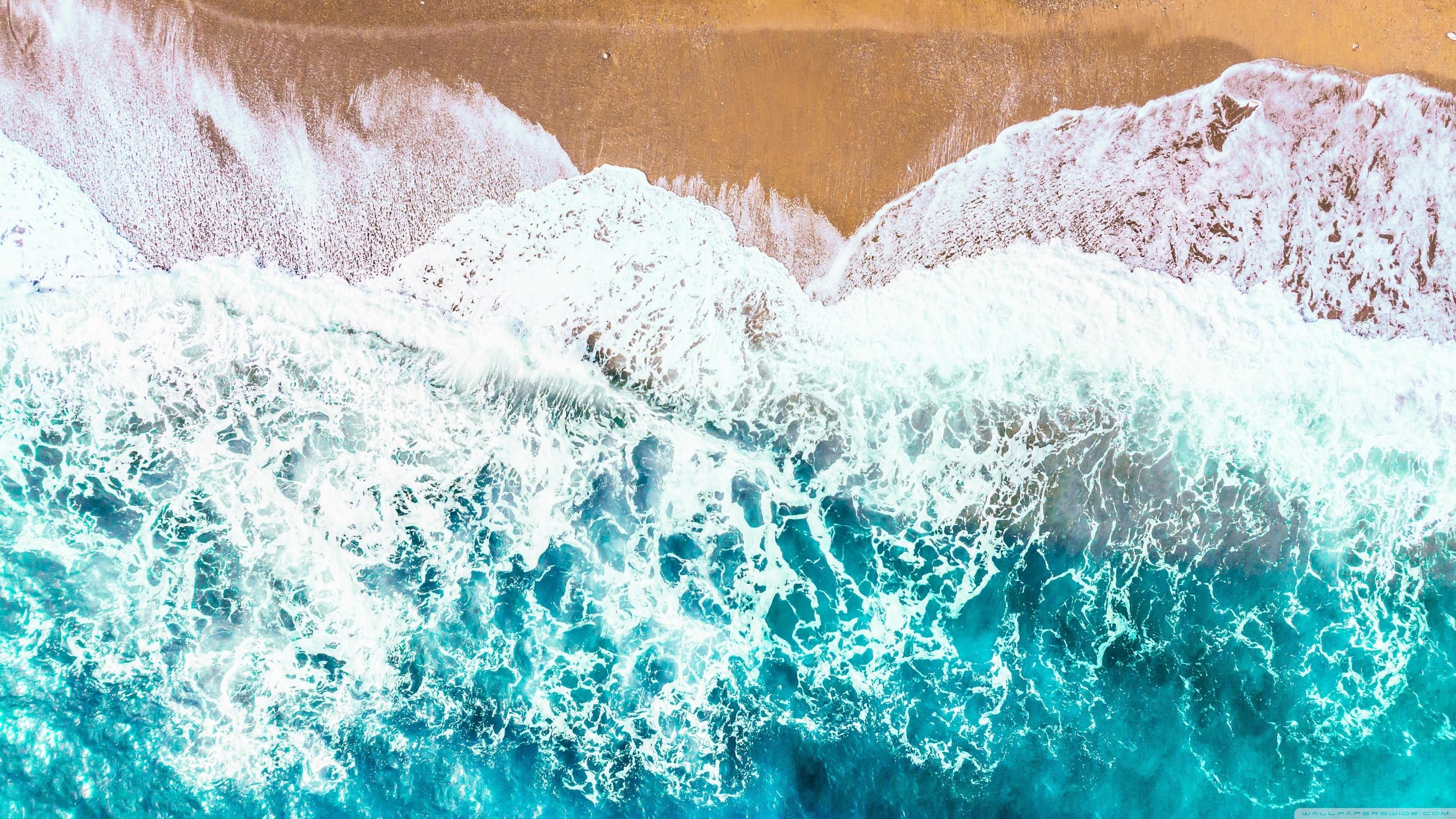 3554x1999 Drone Photography Ocean Beach Waves Ultra HD Desktop Background Wallpaper for 4K UHD TV : Widescreen & UltraWide Desktop & Laptop : Tablet