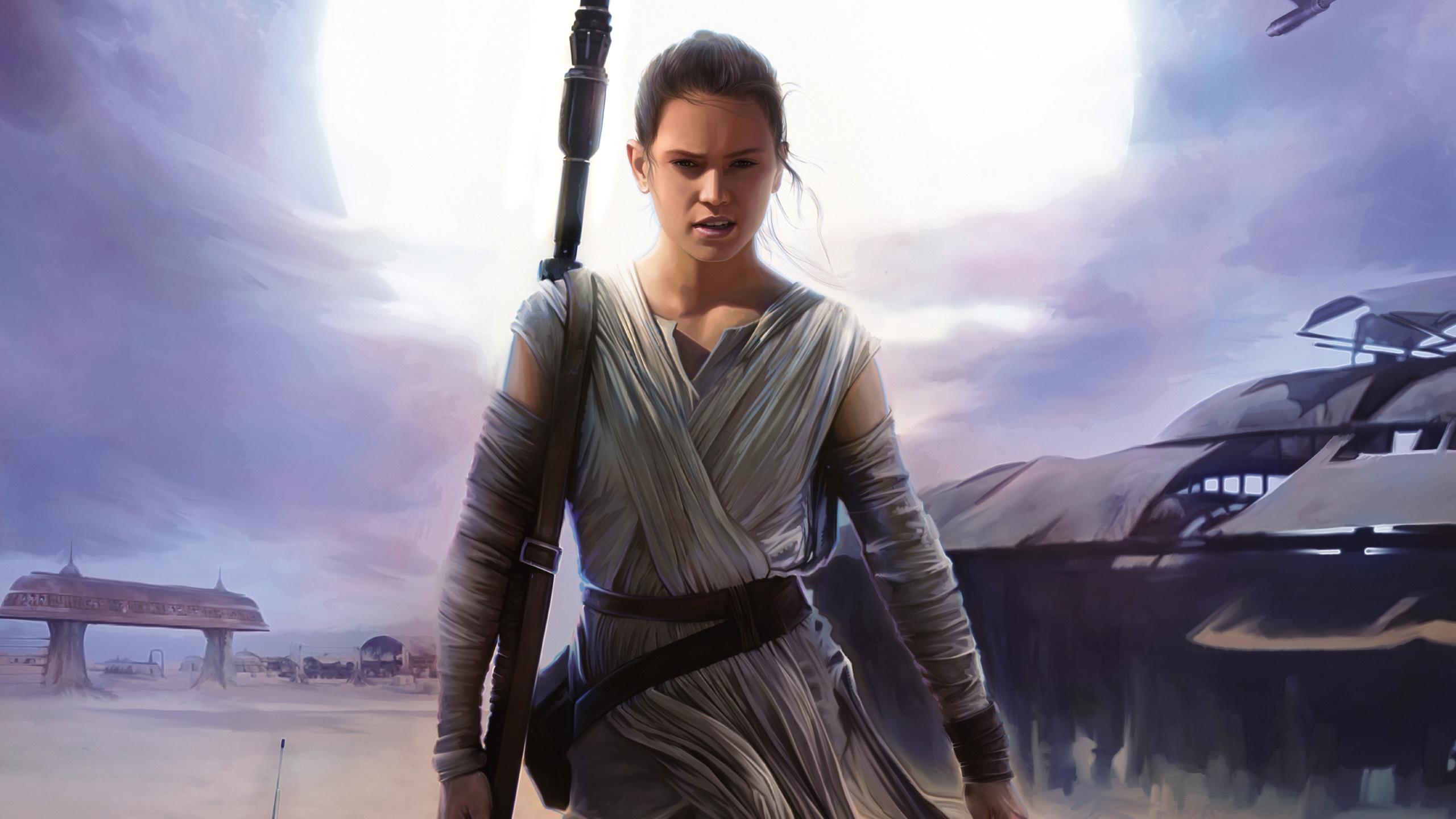 2560x1440 Rey Star Wars The Force Awakens Wallpaper in jpg format for free download