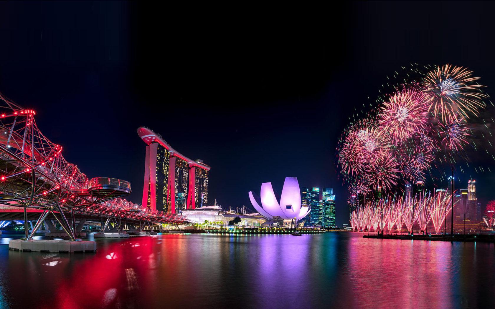 1680x1050 Fireworks A Celebration In Singapore Malaysia Marina And Night National Day Parade 2019 4k Ultra HD Tv Wallpaper For Desktop :
