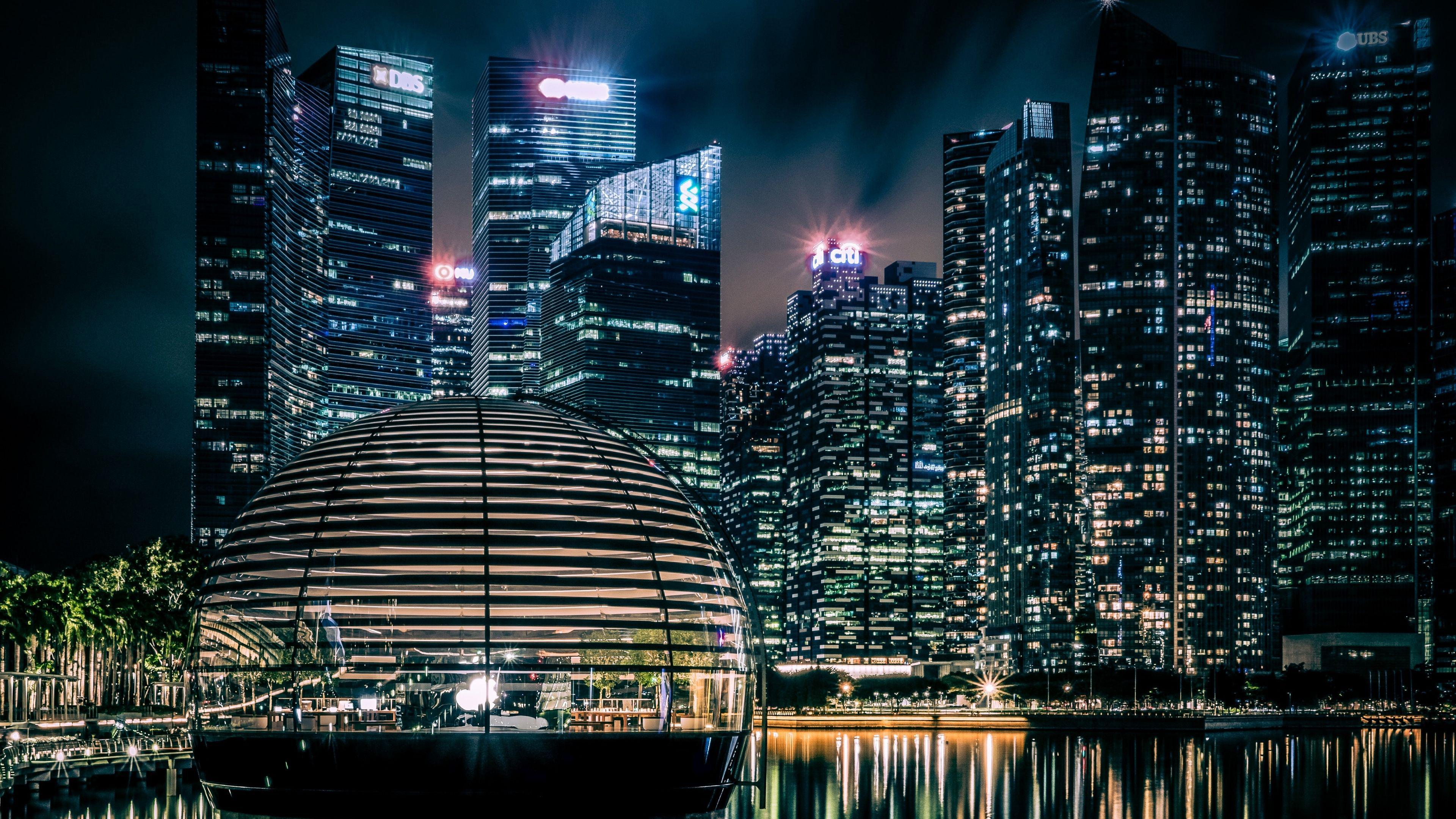 3840x2160 Singapore Night Life 4K wallpaper