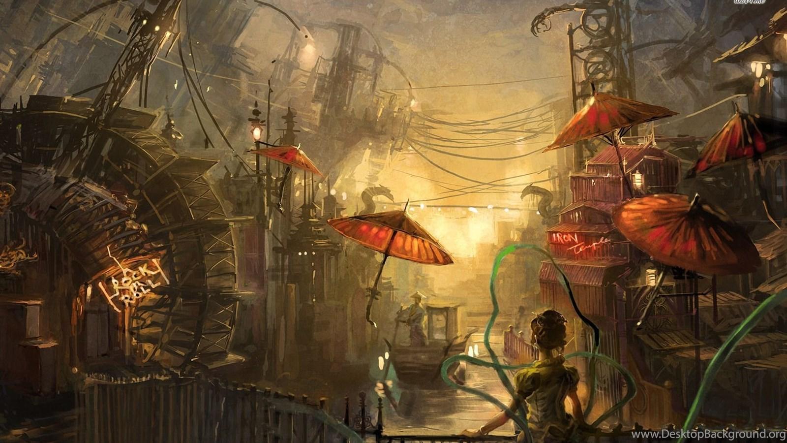 1600x900 Chinese Market Wallpaper Digital Art Wallpaper Desktop Background
