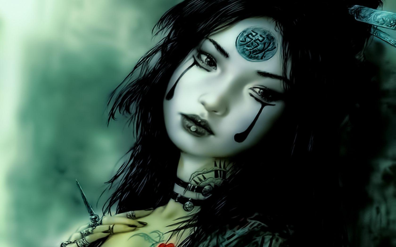 1680x1050 Luis Royo fantasy dark asian oriental art mood face wallpaper background. Warrior paint, Luis royo, Asian art