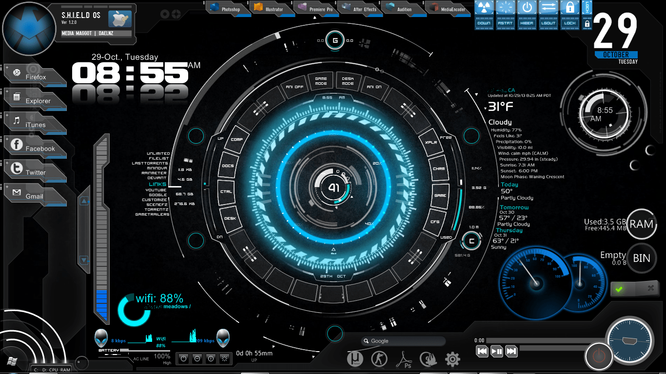 1366x768 Jarvis Iron Man Wallpaper