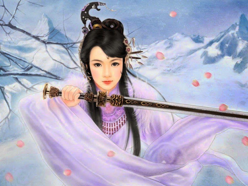 1024x768 Japanese Warrior women with Sword Wallpaper Wallpaper HD