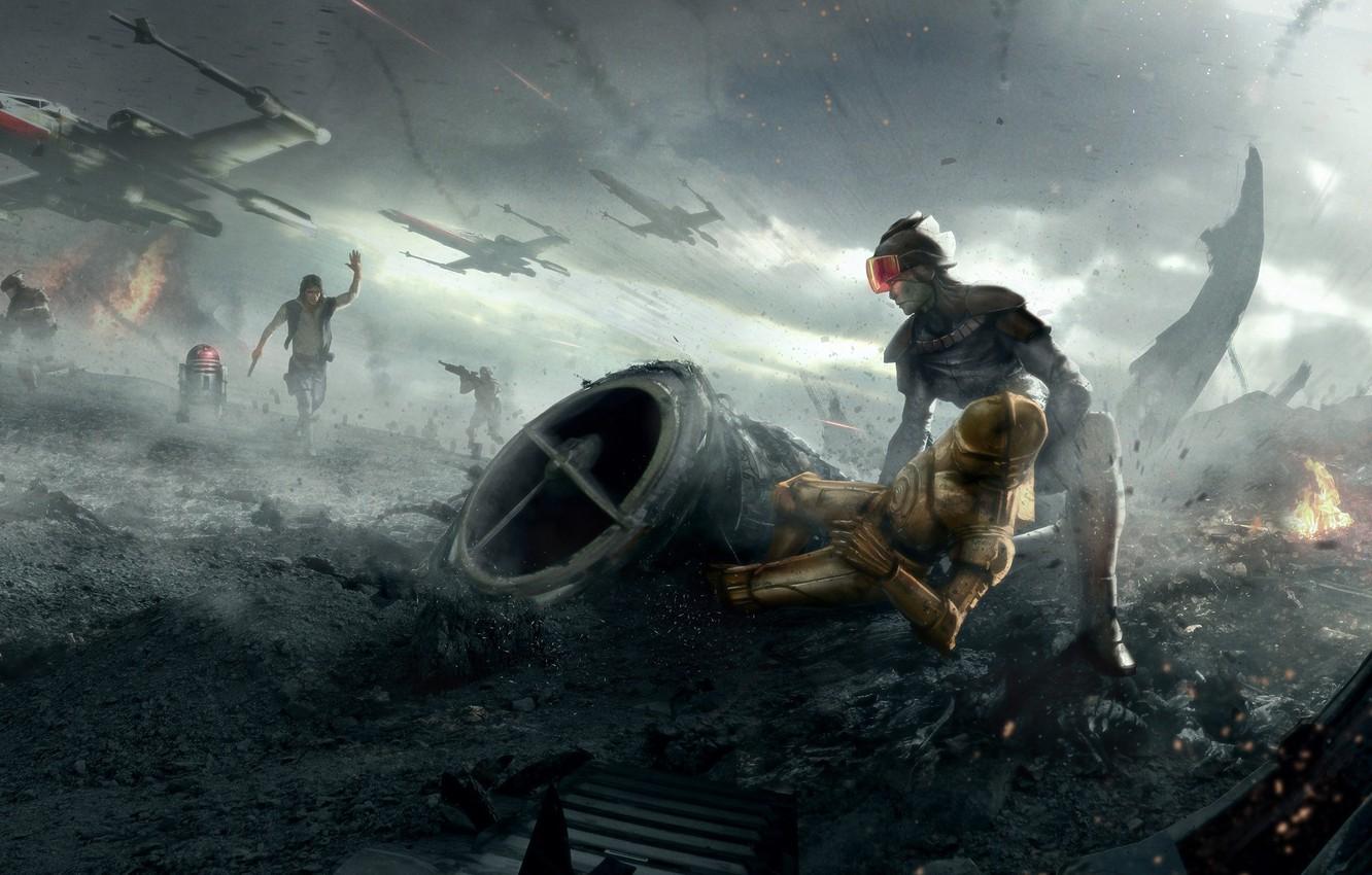 1332x850 Photo Wallpaper War, Star Wars, Art, R2 D X Wing, Wars Rise Of Skywalker