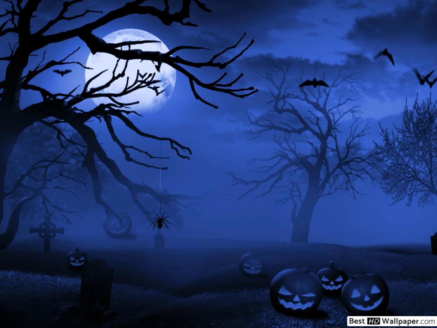 1400x1050 Halloween Graveyard HD wallpaper download