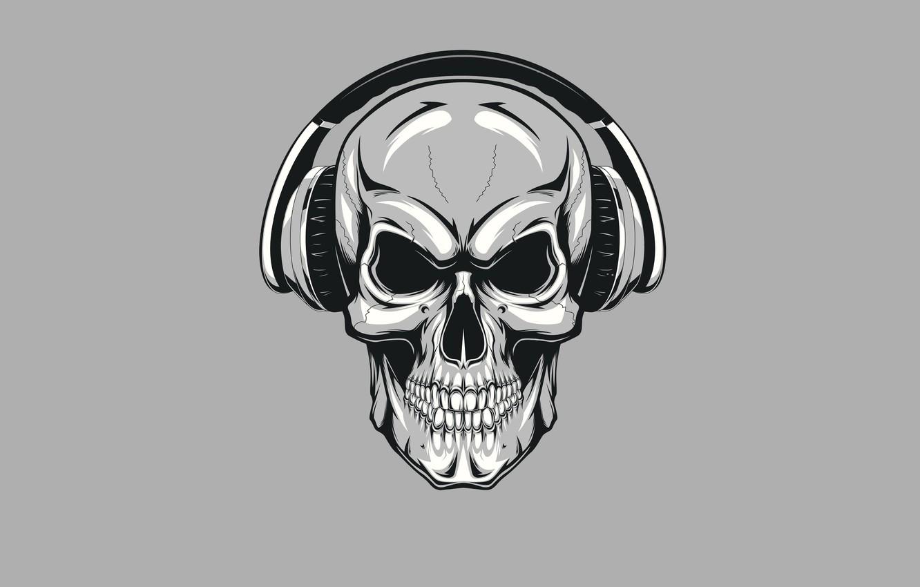 1332x850 Wallpaper skull, minimalism, headphones, skeleton, sake image for desktop, section минимализм