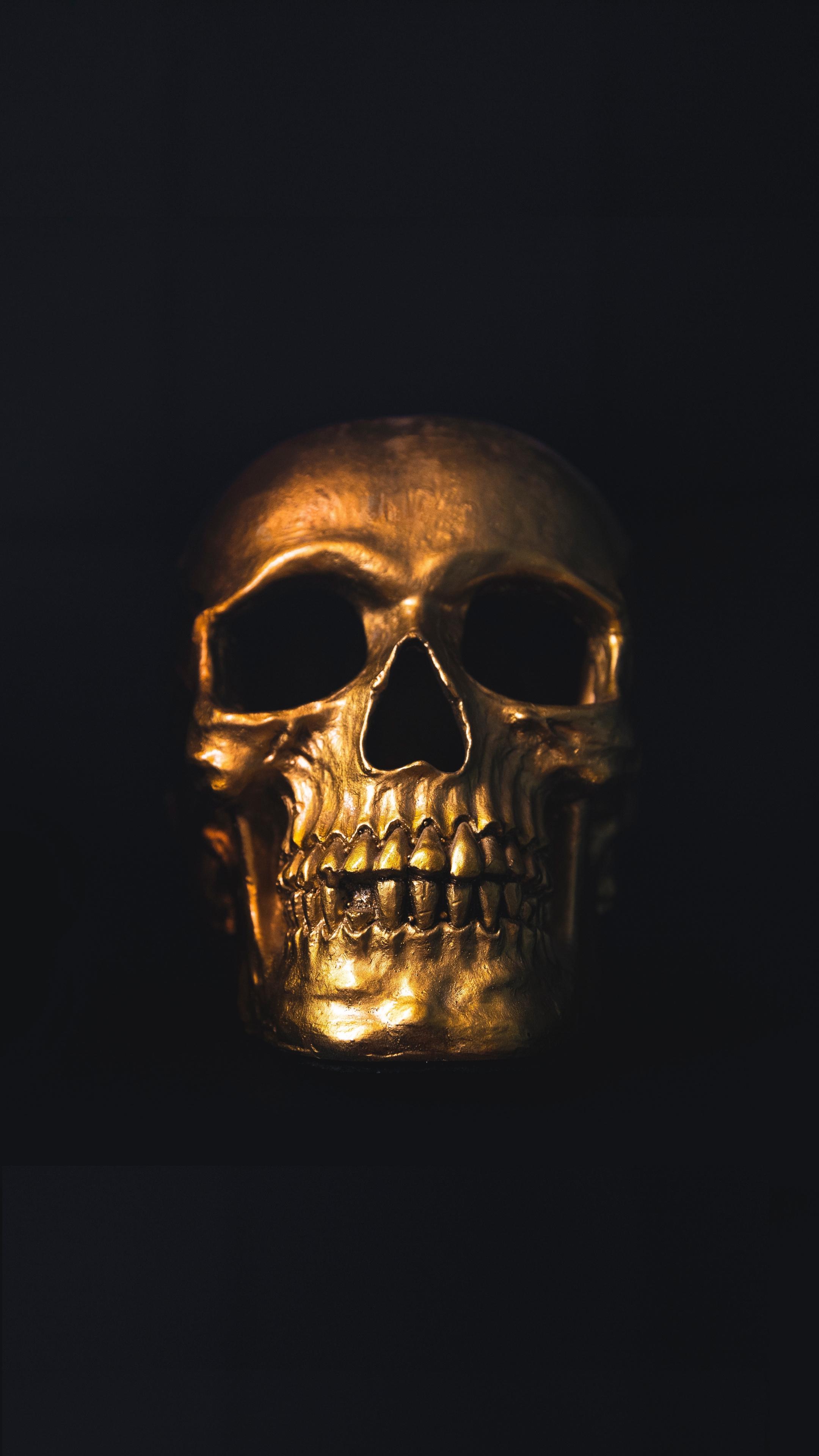 2160x3840 Golden Skull, Minimal, Wallpaper Skull HD
