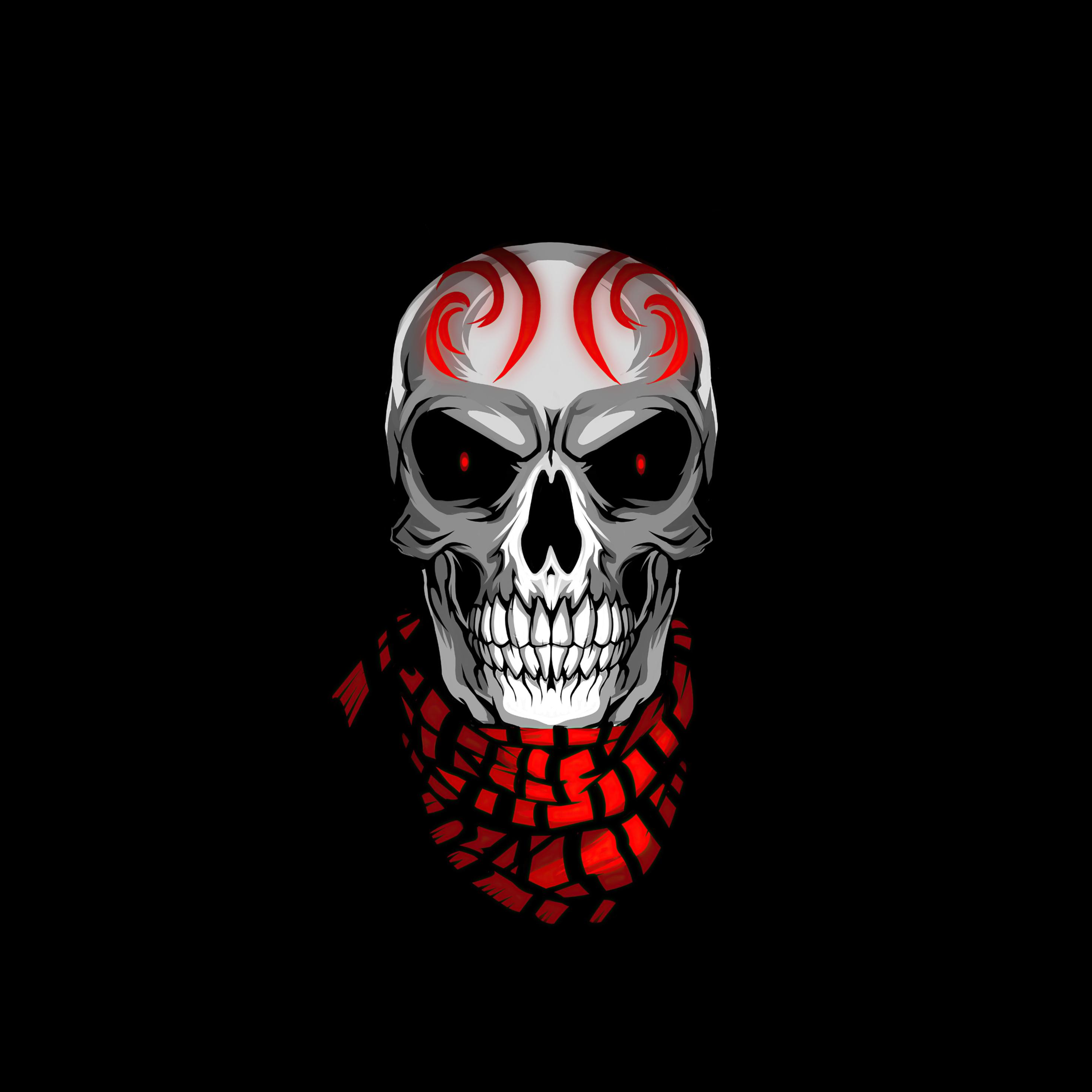 2932x2932 Skull With Scarves Minimal 4k iPad Pro Retina Display HD 4k Wallpaper, Image, Background, Photo and Picture