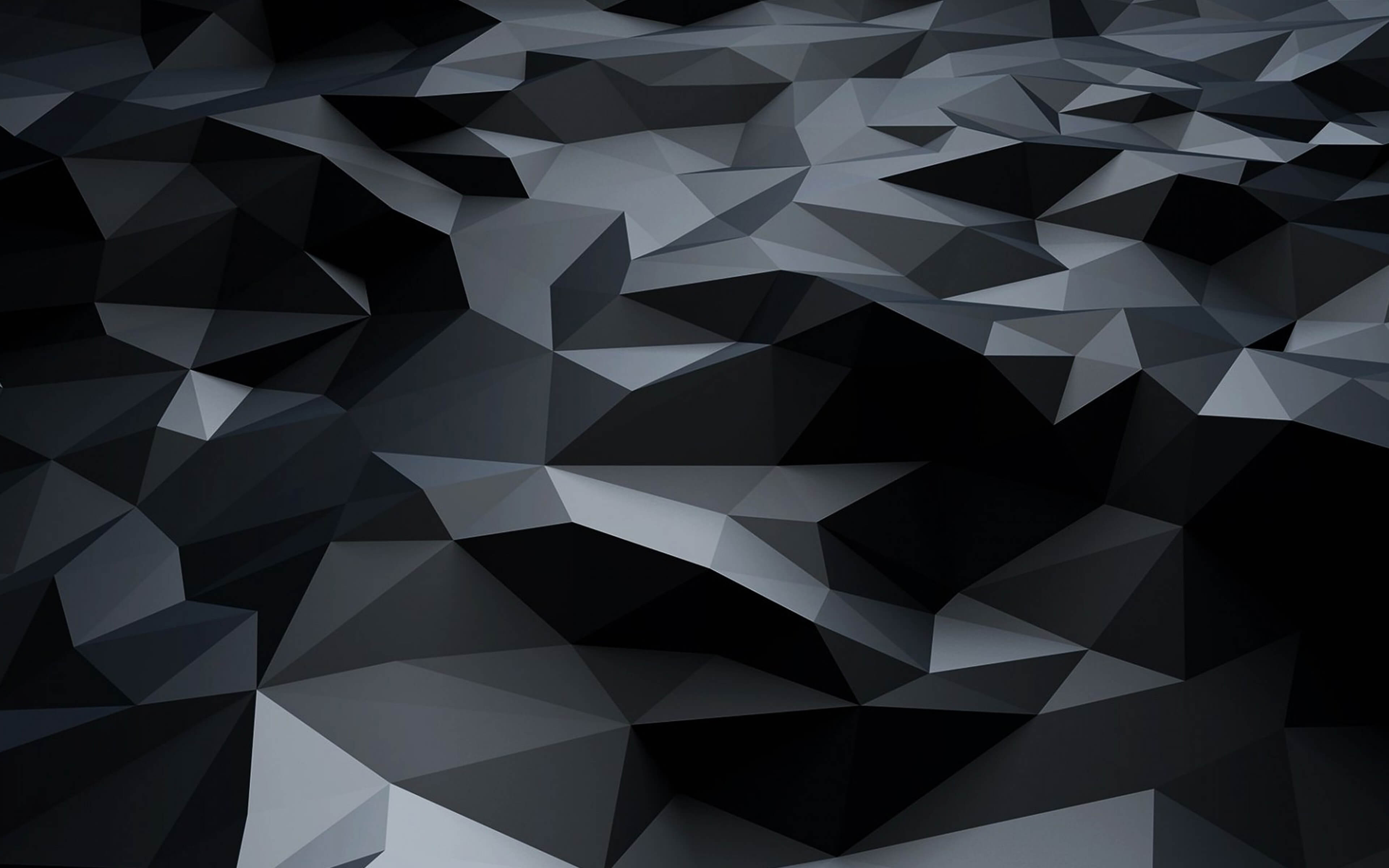 3840x2400 Wallpaper.wiki Black 3D Polygons Dark Pattern Ultra HD Wallpaper PIC WPC009536