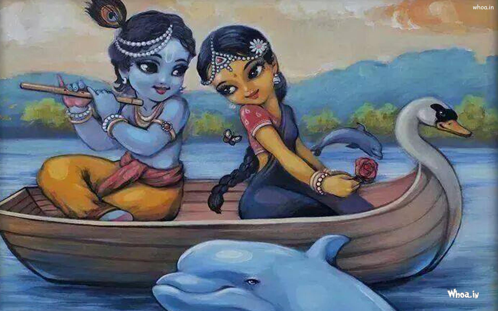 1920x1200 Painting Beautiful Radha Krishna HD Wallpaper