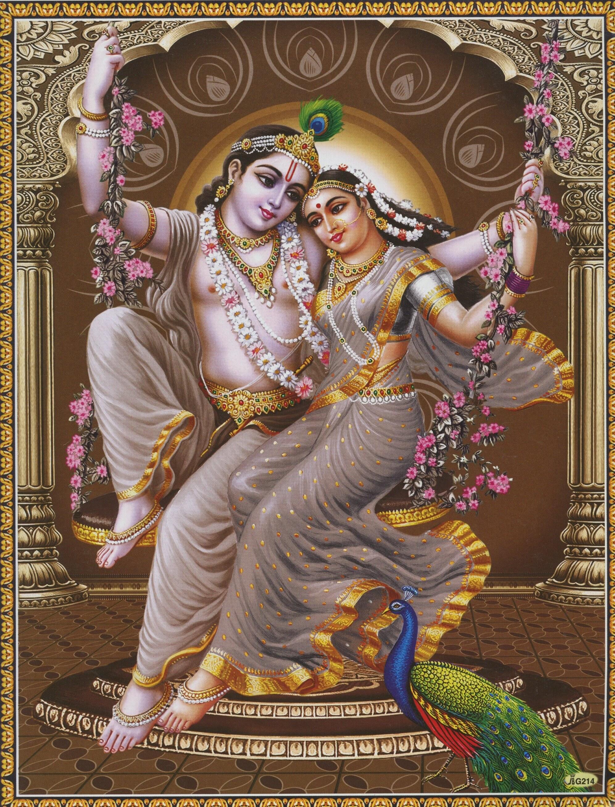 1993x2614 Krishna Art, Krishna And Radha. Vintage Style Indian Hindu Devotional Poster Print