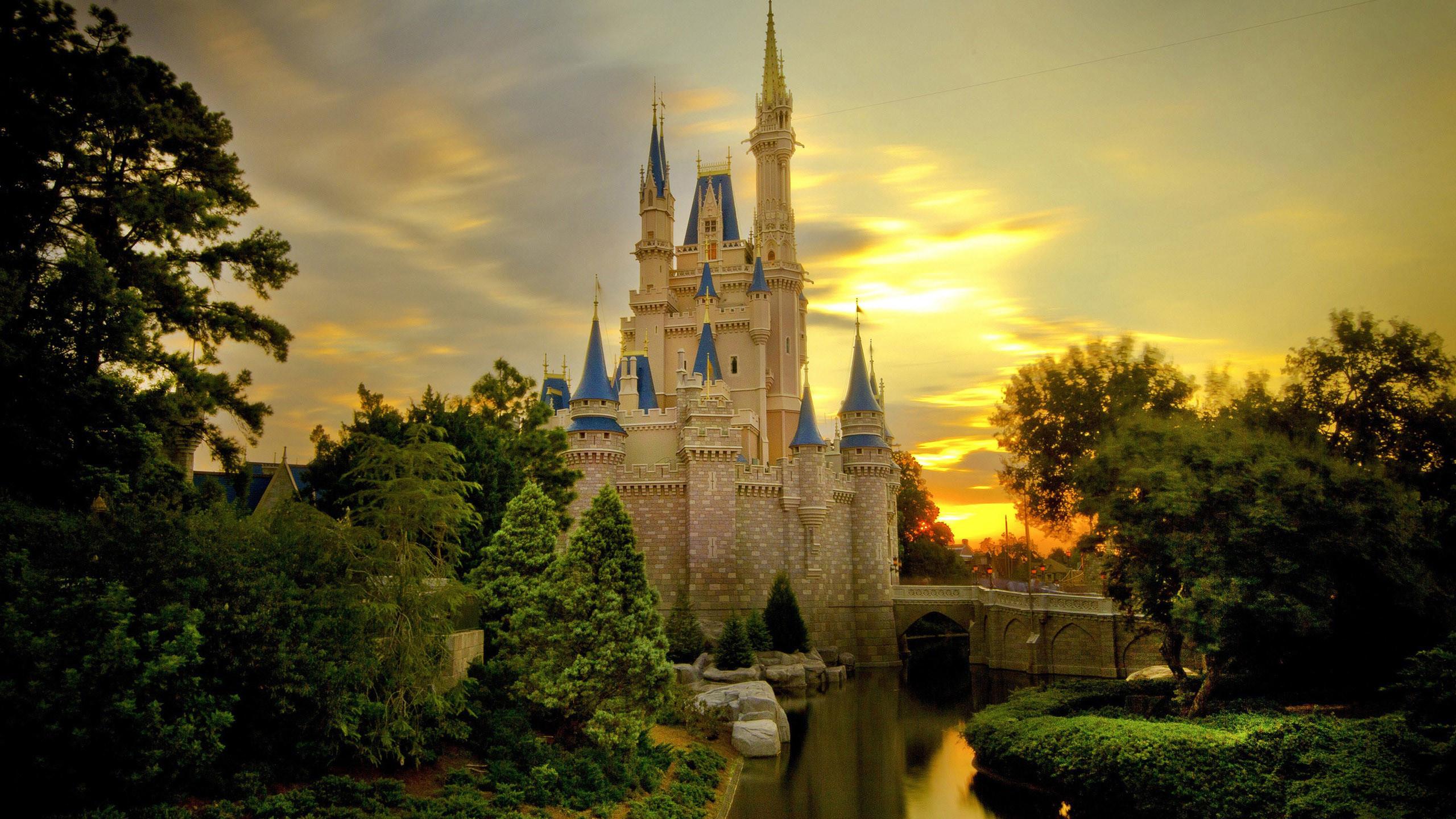 2560x1440 Disney Castle Background Computer HD Wallpaper