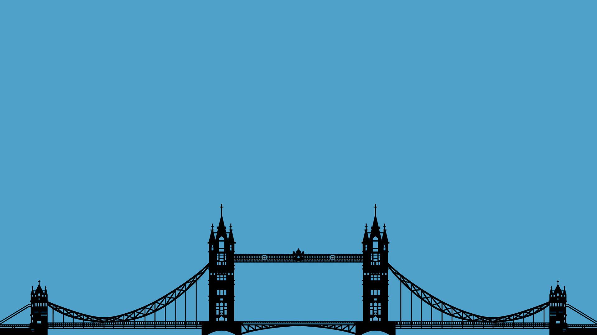 1920x1080 Blue Minimalist Wallpaper Tower Bridge Silhouette