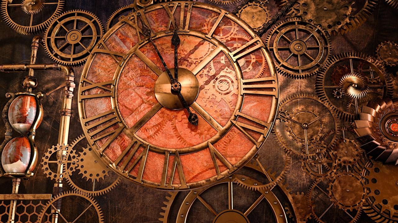 1280x720 Photos Steampunk Gear Clock Clock face
