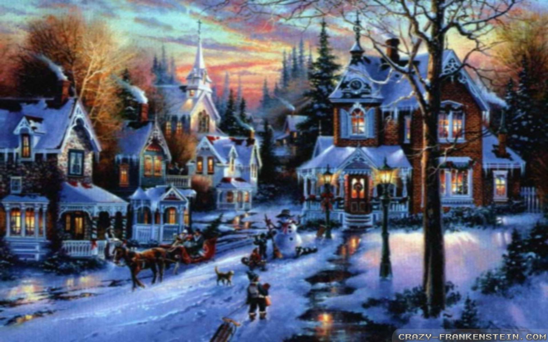 1920x1200 Winter Village Wallpaper