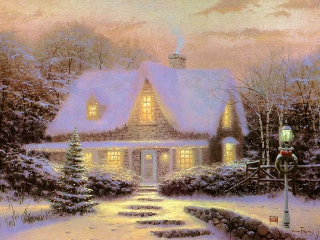 1024x768 Winter Village Clipart
