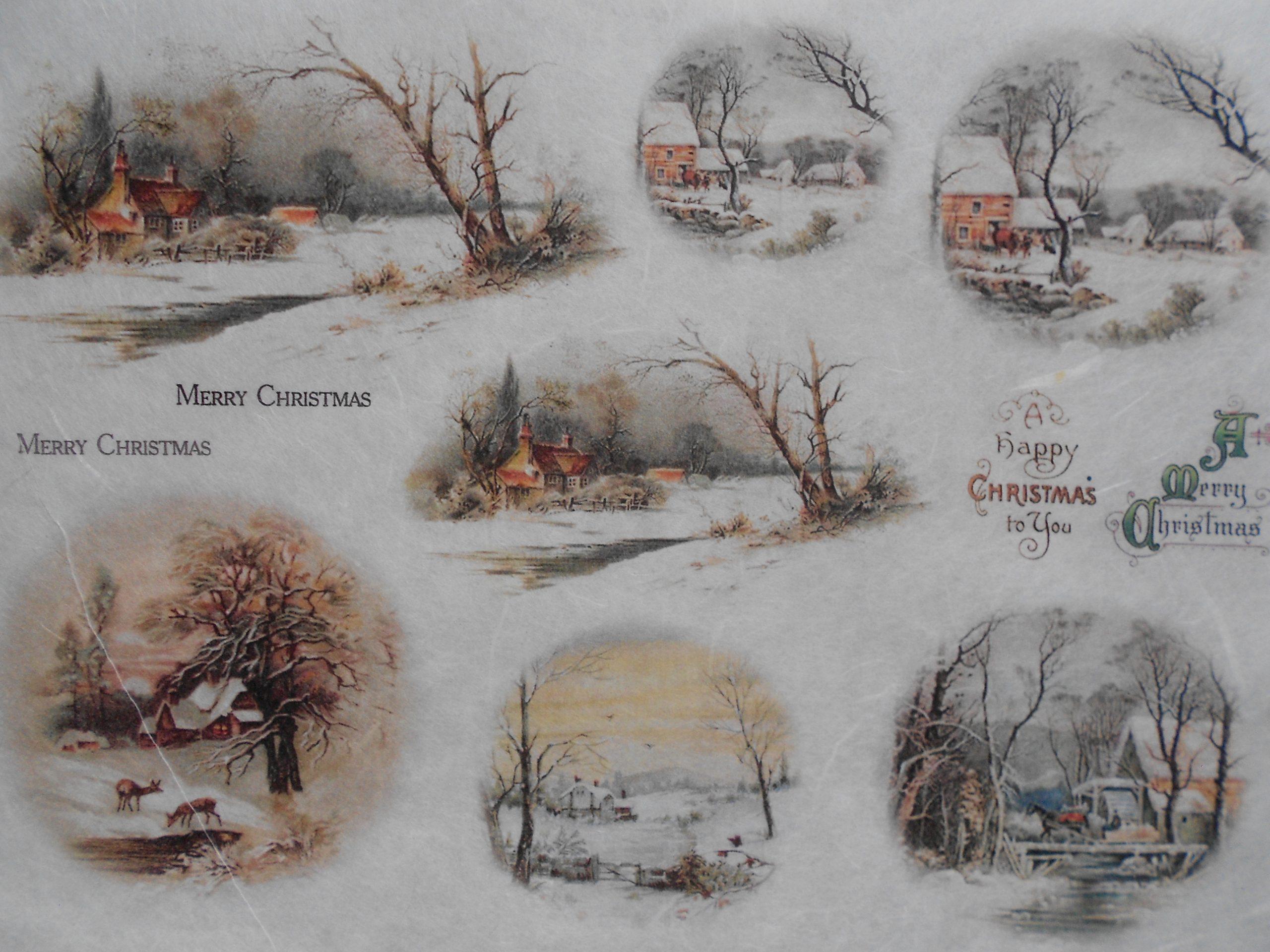 2560x1920 Merry Christmas winter village scenes decoupage rice paper