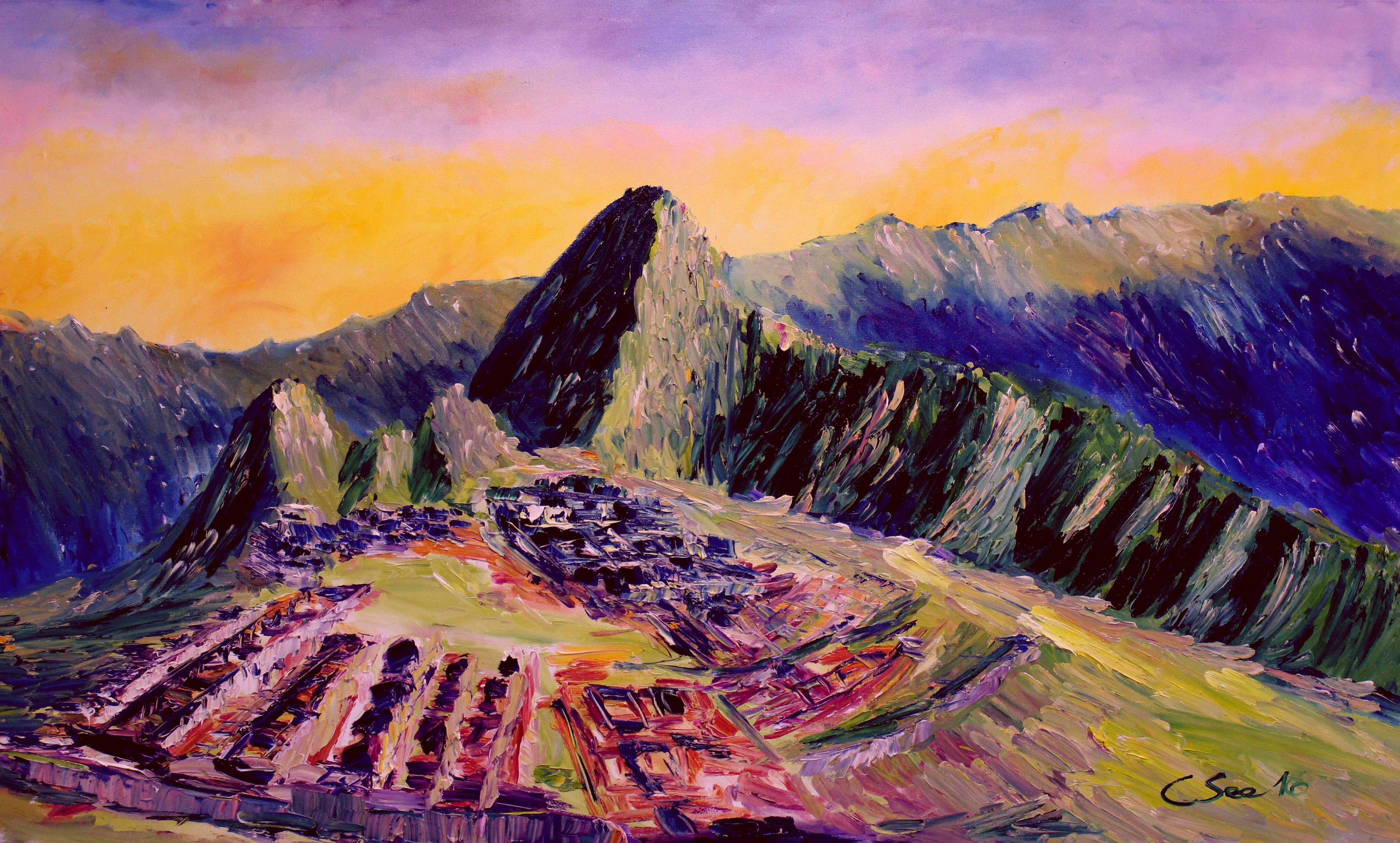 4346x2615 Mystic landscapes: Oil paintings with motifs of Machu Picchu