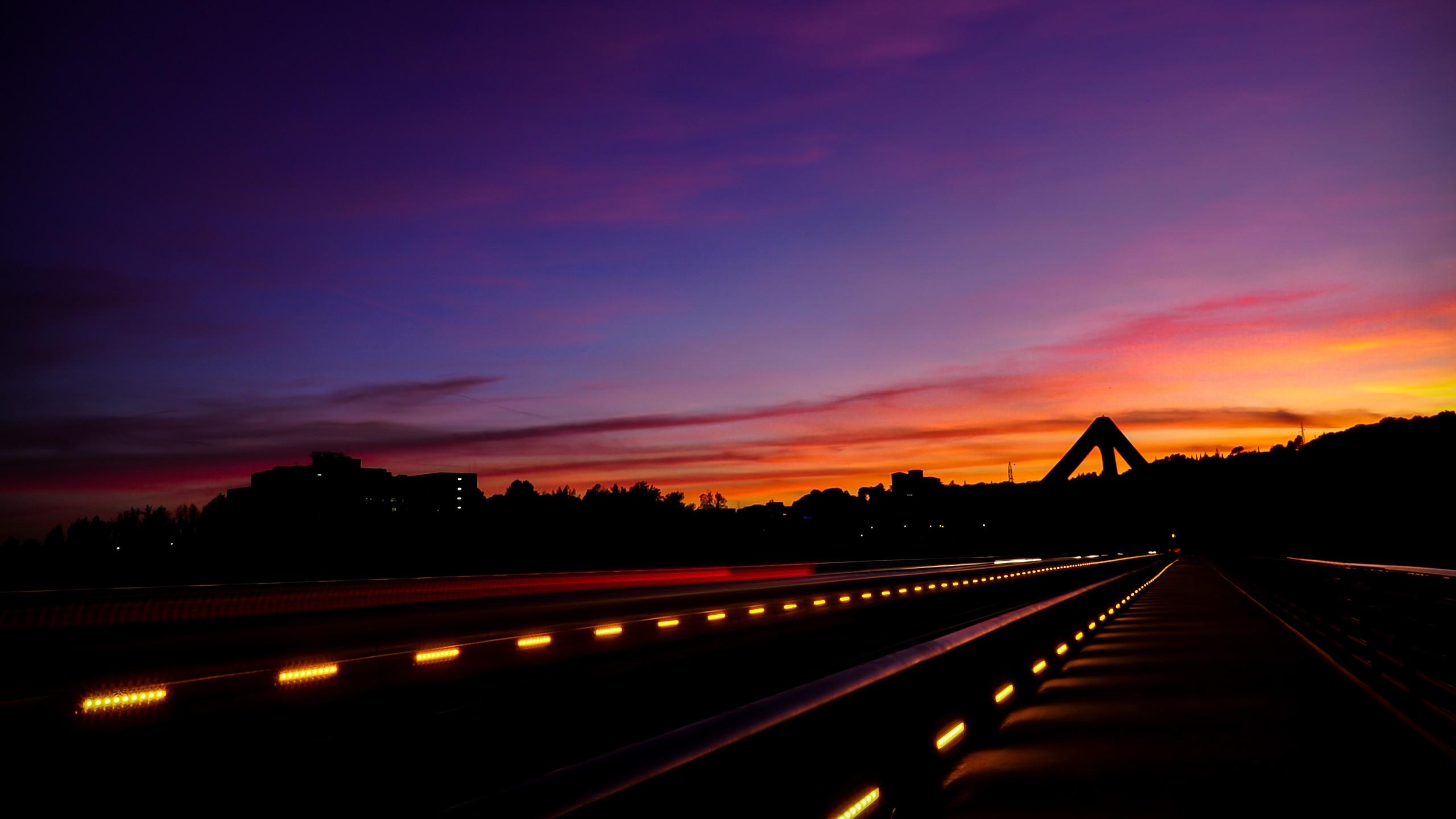 2560x1440 Empty Road Moon Light And Sunset 1440P Resolution Wallpaper, HD Nature 4K Wallpaper, Image, Photo and Background