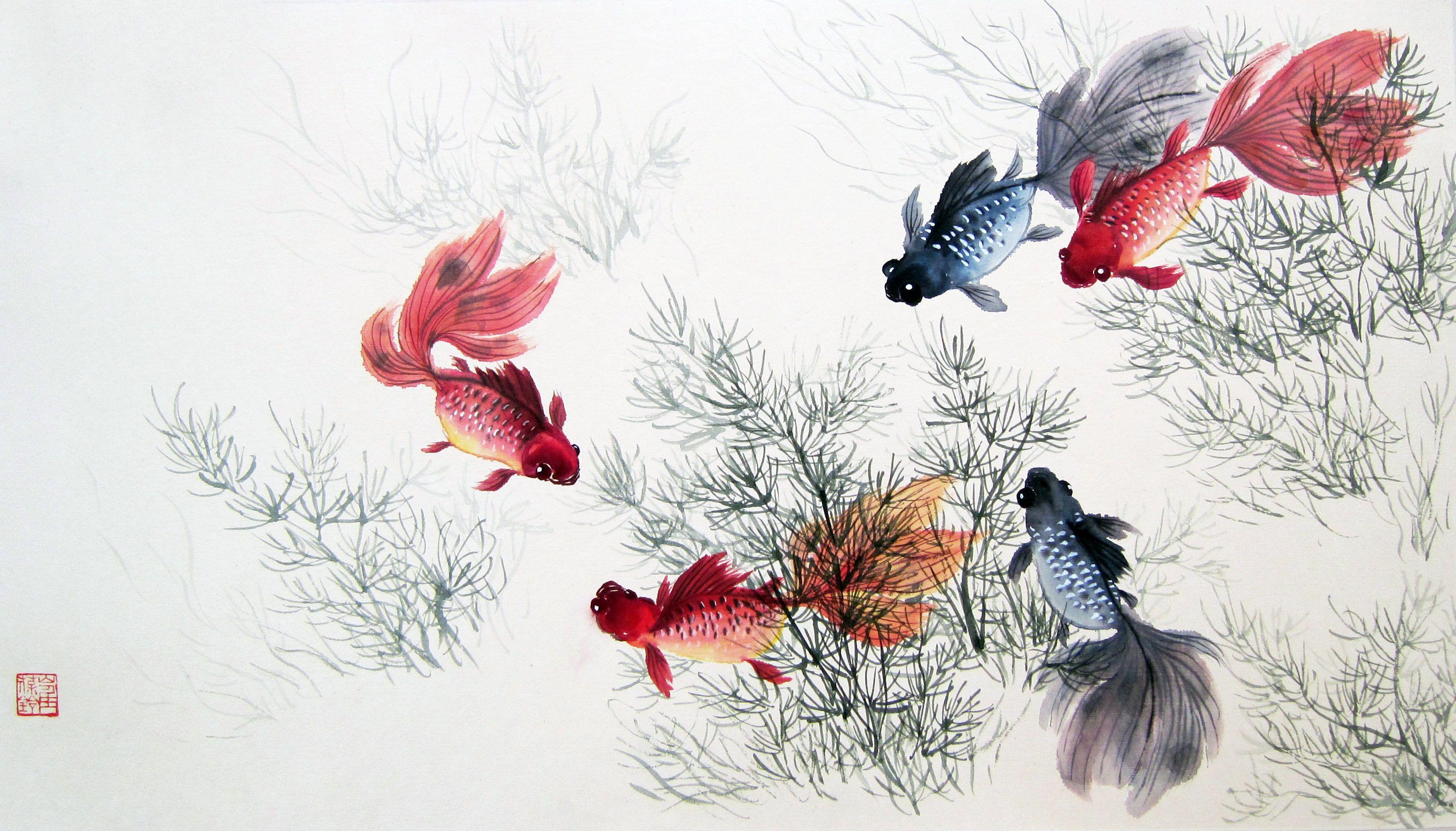 3360x1917 Chinese Paintings Wallpaper