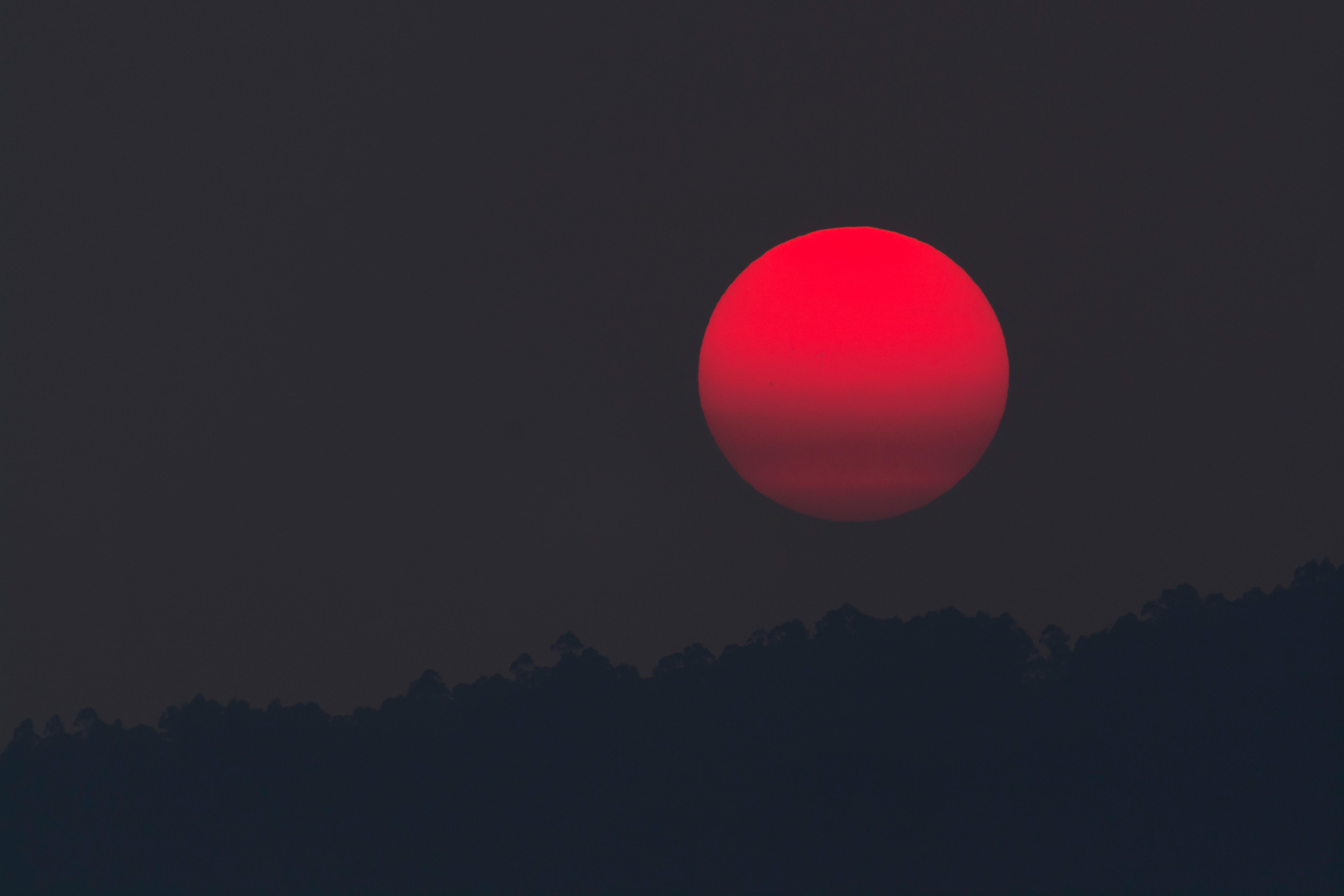 6000x4000 K, #Sunset, #Red Moon, #Full moon. Mocah HD Wallpaper