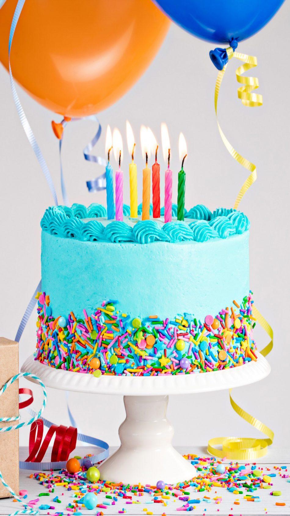 950x1689 Birthday Cake Balloon Gift 4K Ultra HD Mobile Wallpaper