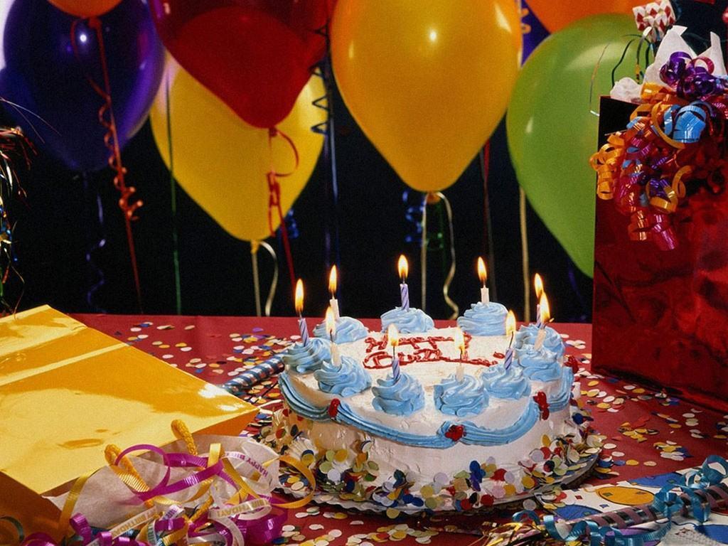 1024x768 Balloon With Birthday Cake Wallpaper Celebration Birthday Image HD HD Wallpaper