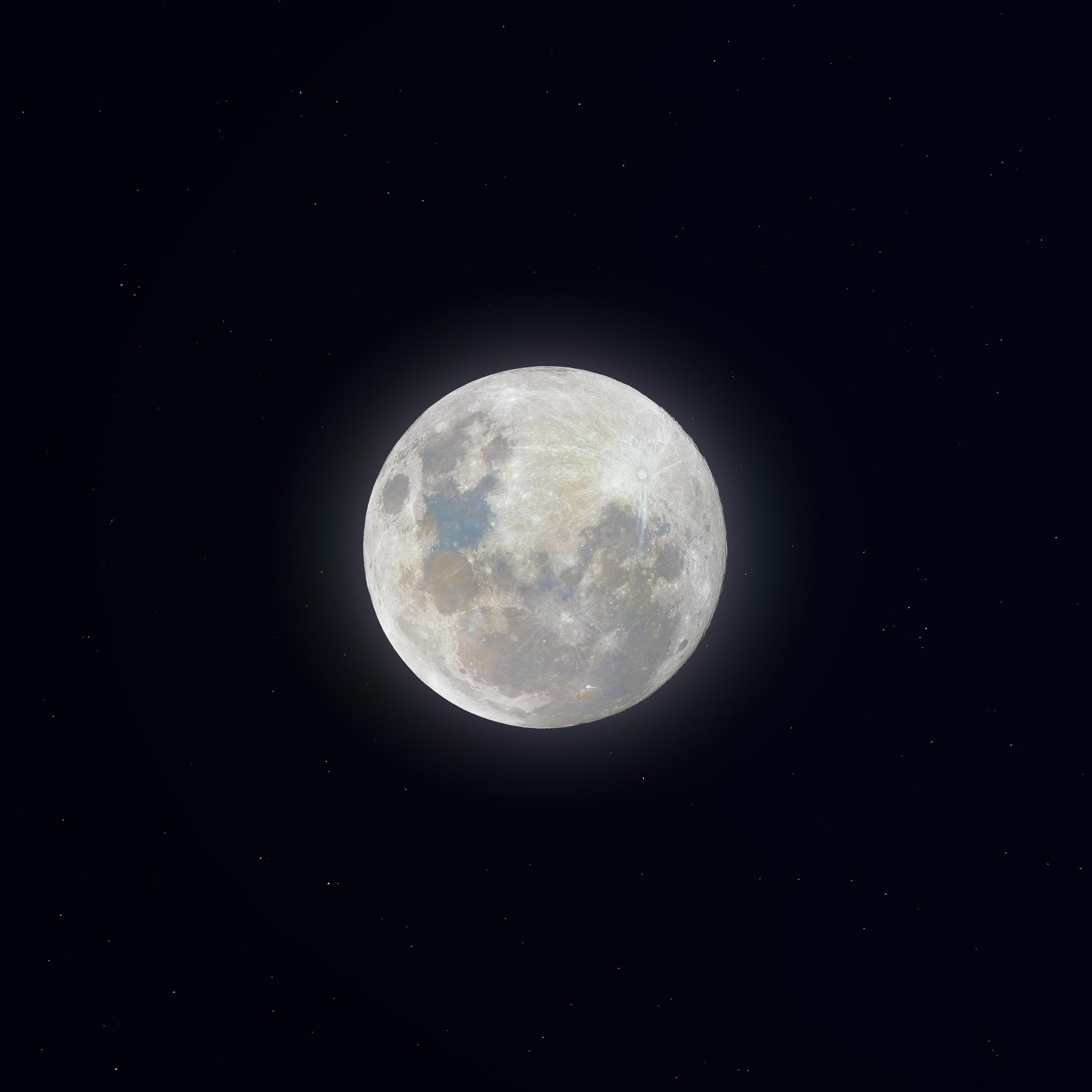 2732x2732 Super Snow Moon Wallpaper 4K, Full moon, Night, Glowing, 8K, Space