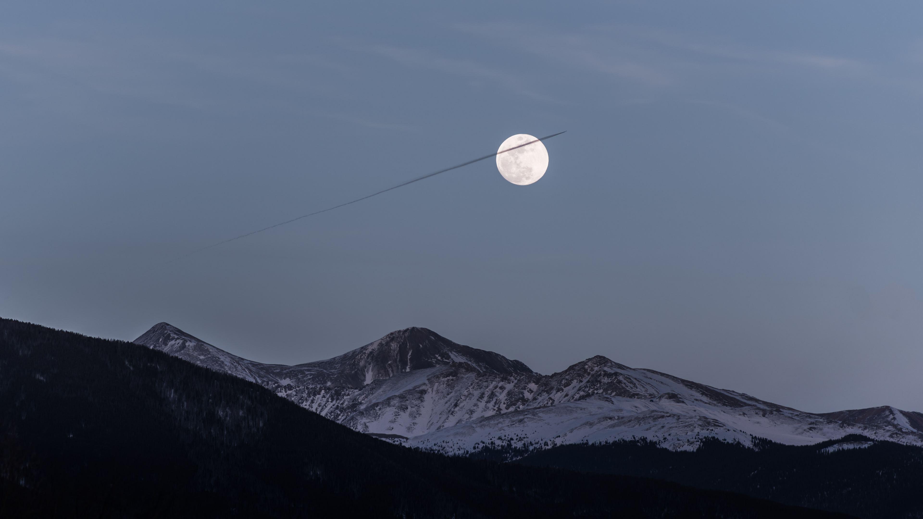 3840x2160 Wallpaper 4k Moon Over Snowy Mountains 4k Wallpaper