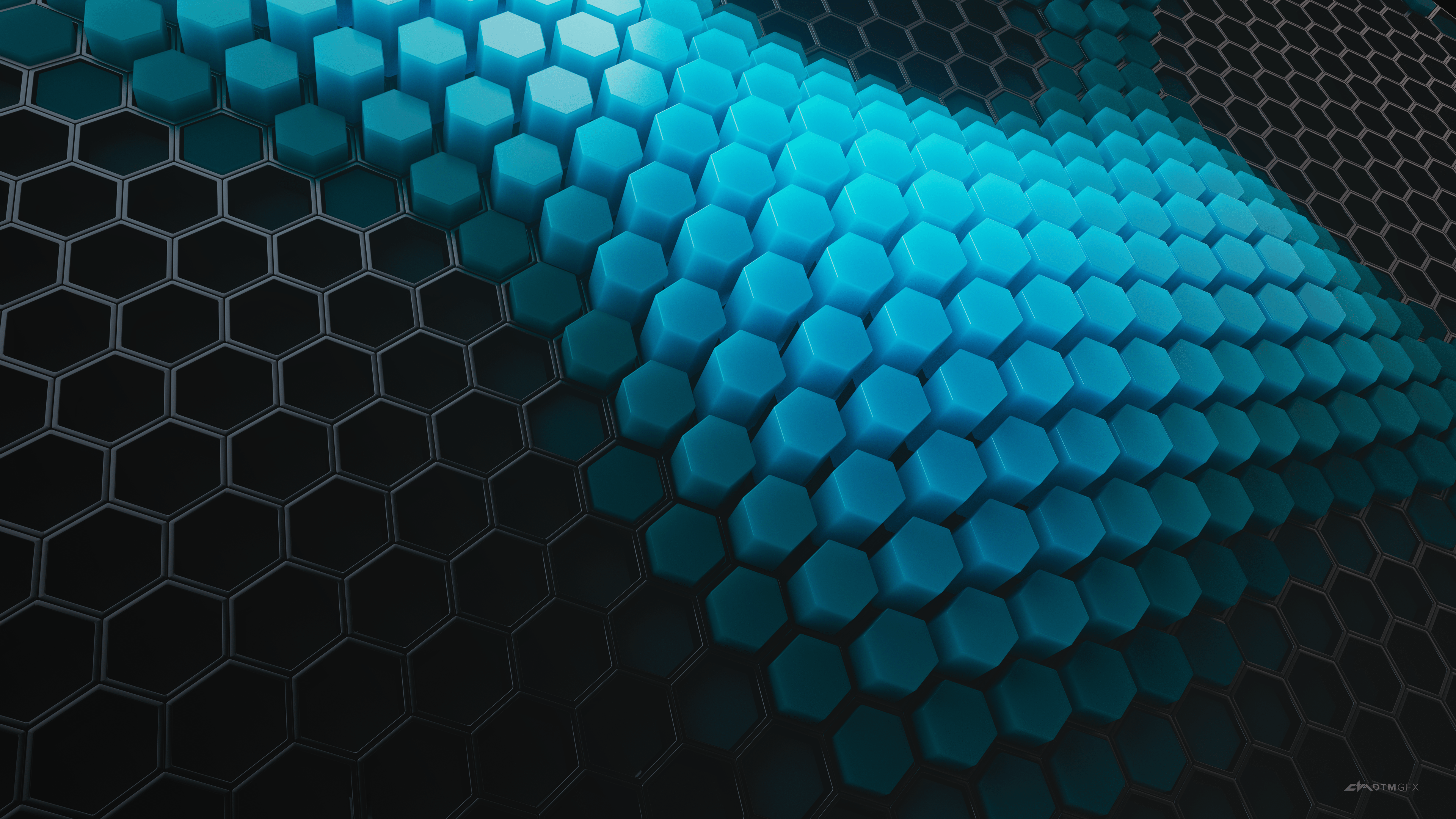 3840x2160 Cyan And Black Wallpaper