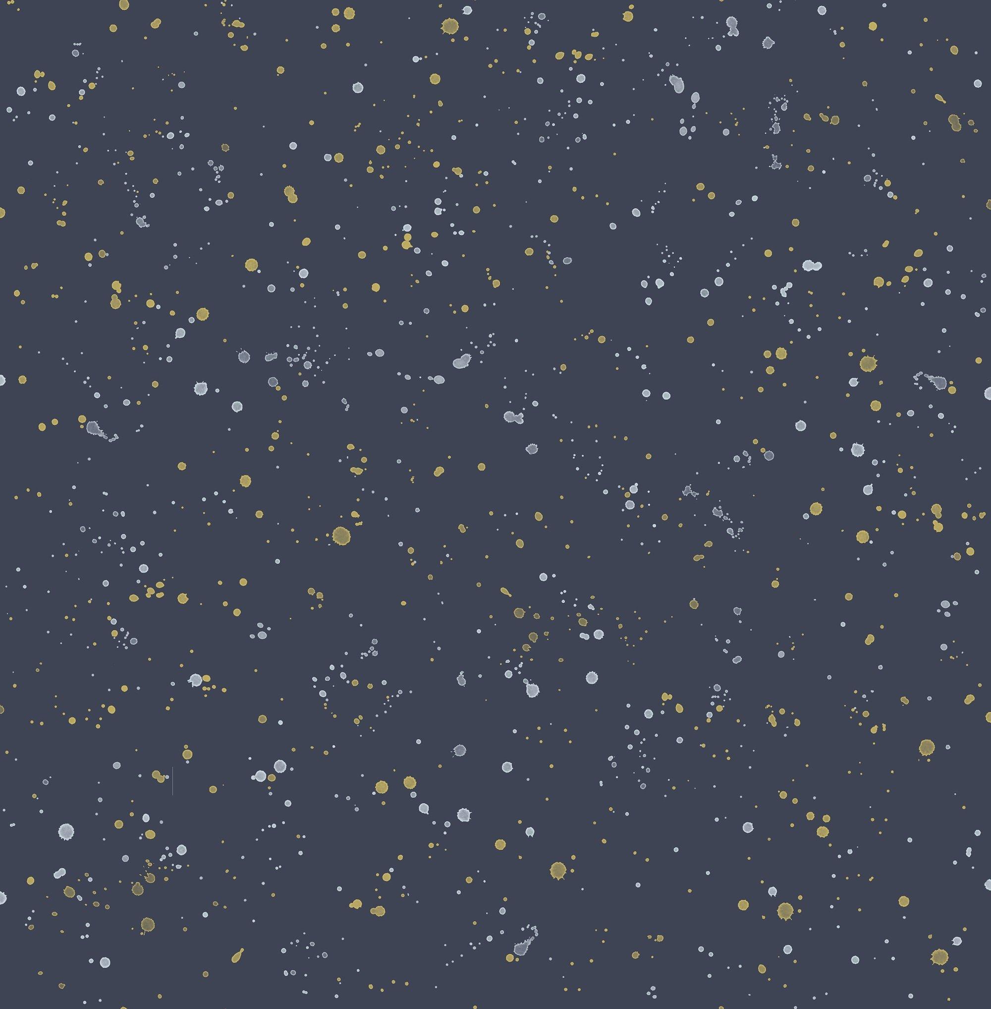 2000x2035 Paint Splatter Wallpaper in Navy and Metallic Gold from the Day Dreame