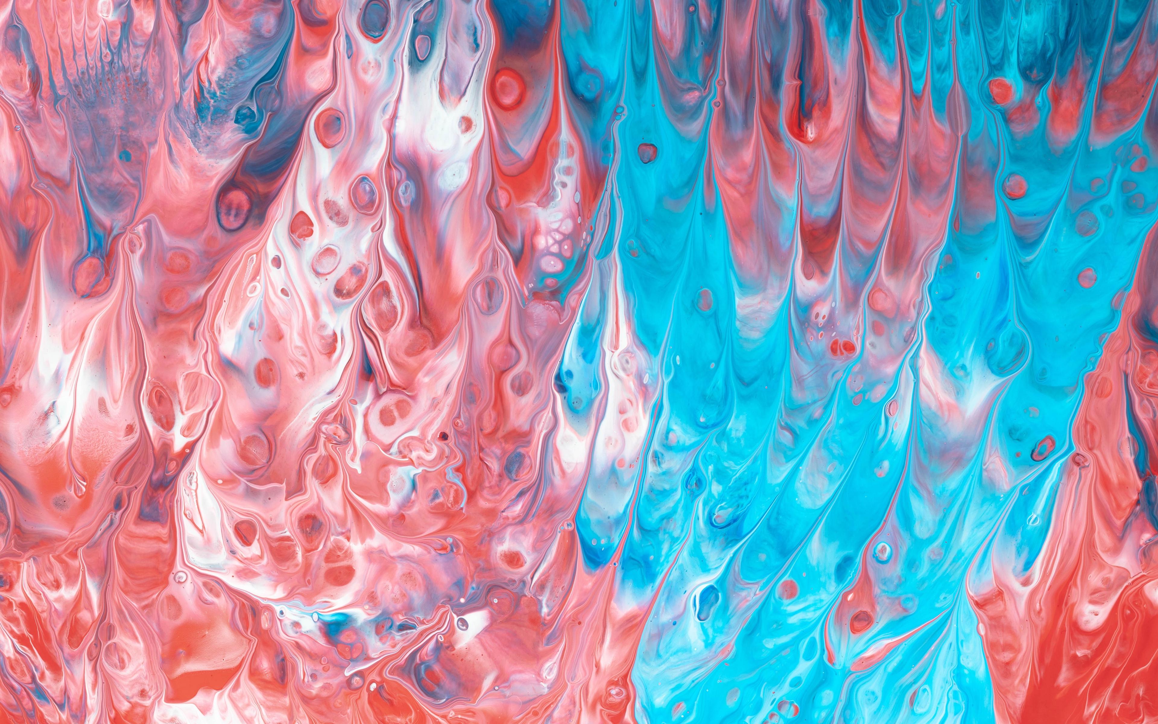 3840x2400 Wallpaper Paint, Drips, Blue, Red, Bumps And Blue Paint