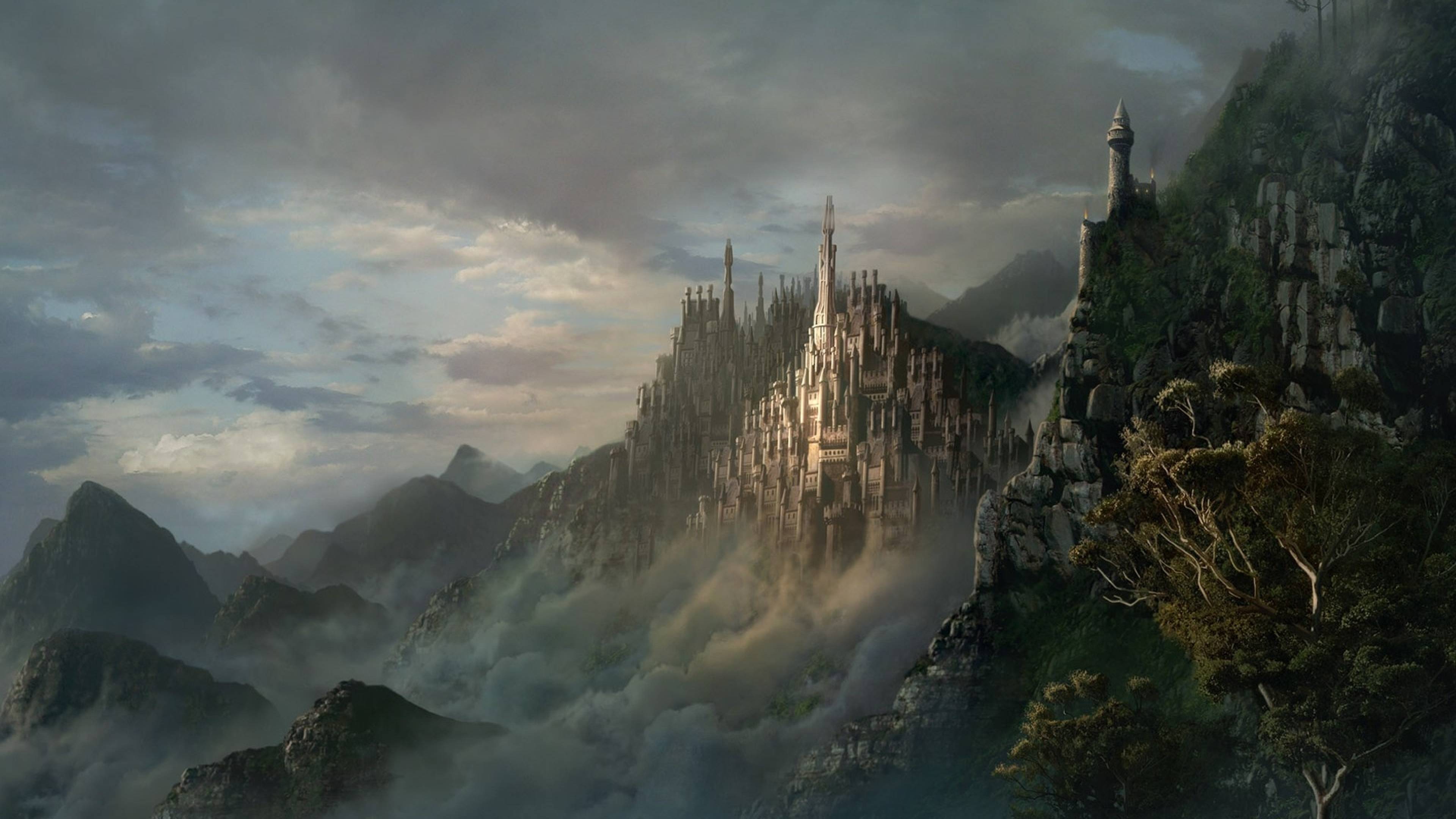 3840x2160 lock, mountains, city 4K Wallpaper, HD Fantasy 4K Wallpaper, Image, Photo and Background